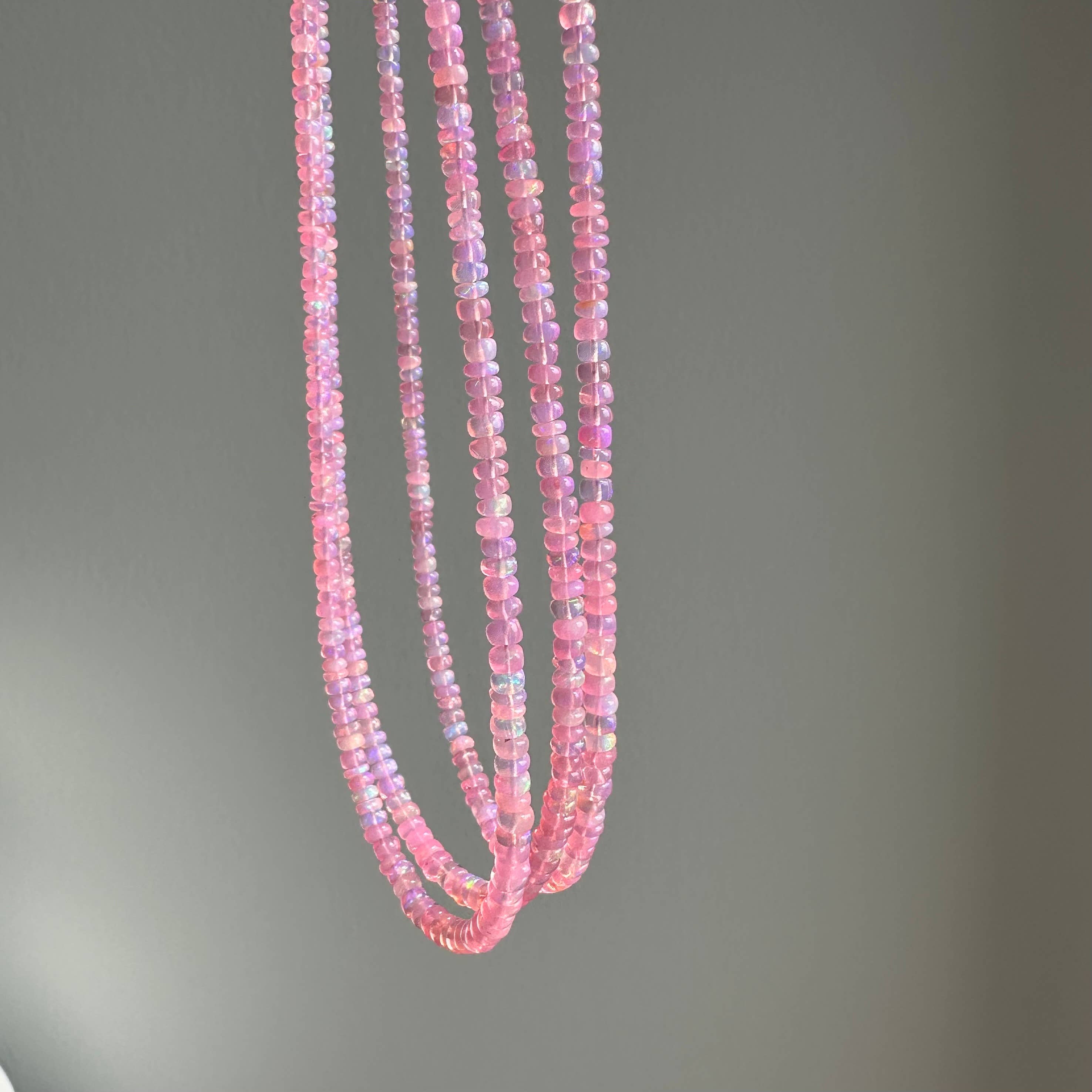 Anokhi Green Light Pink Ethiopian Opal Necklace NKB121