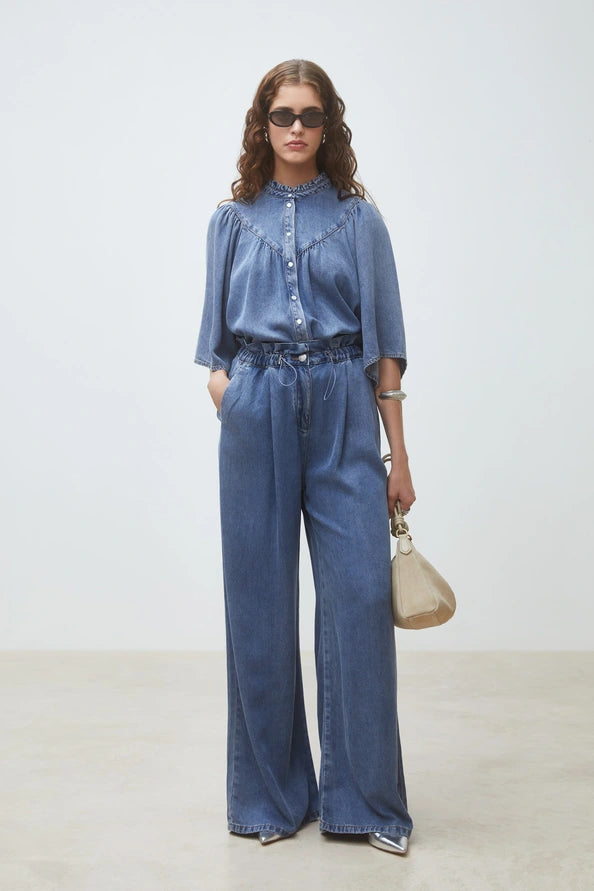 SUNCOO Louise Denim Blouse