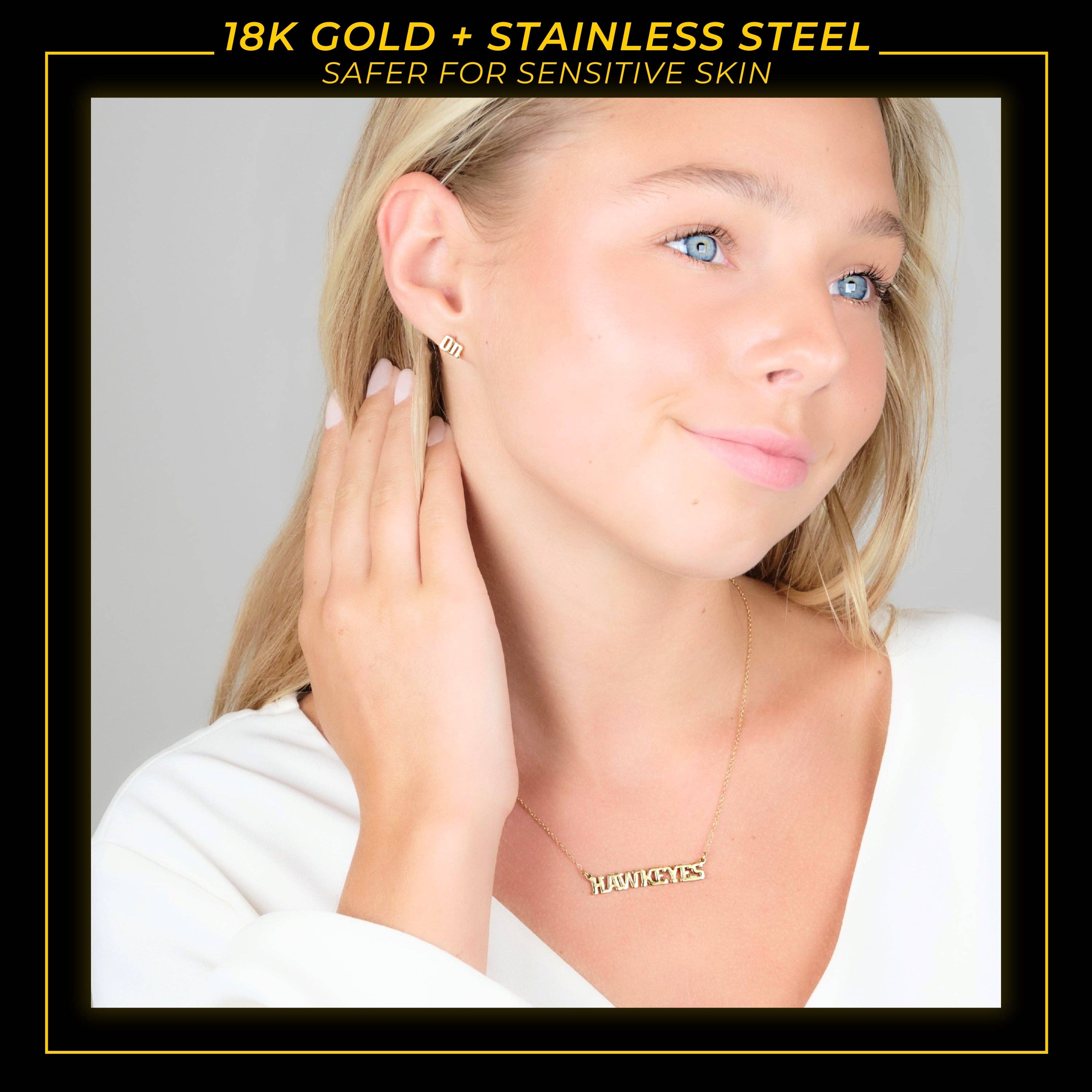 Stone Armory Iowa On Iowa Gold Plated Script Studs