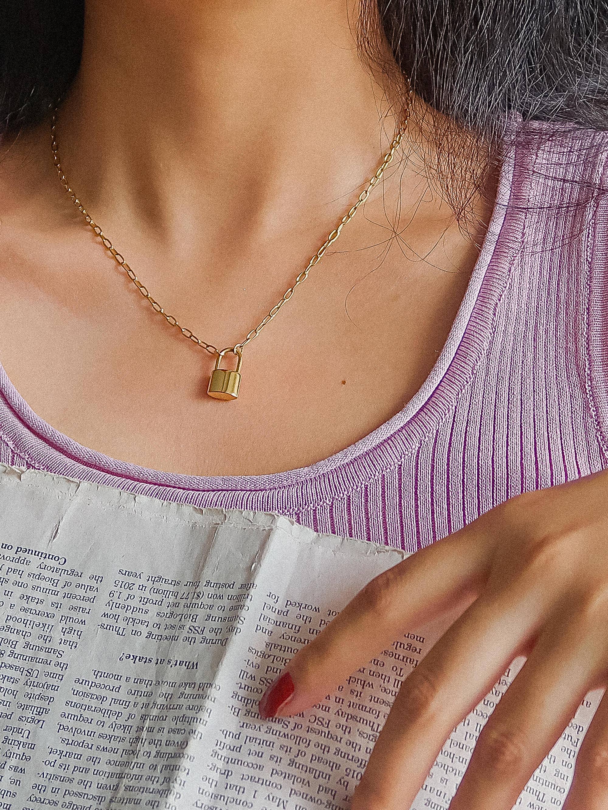 Flânerie Locky 18K Lock Chain Necklace
