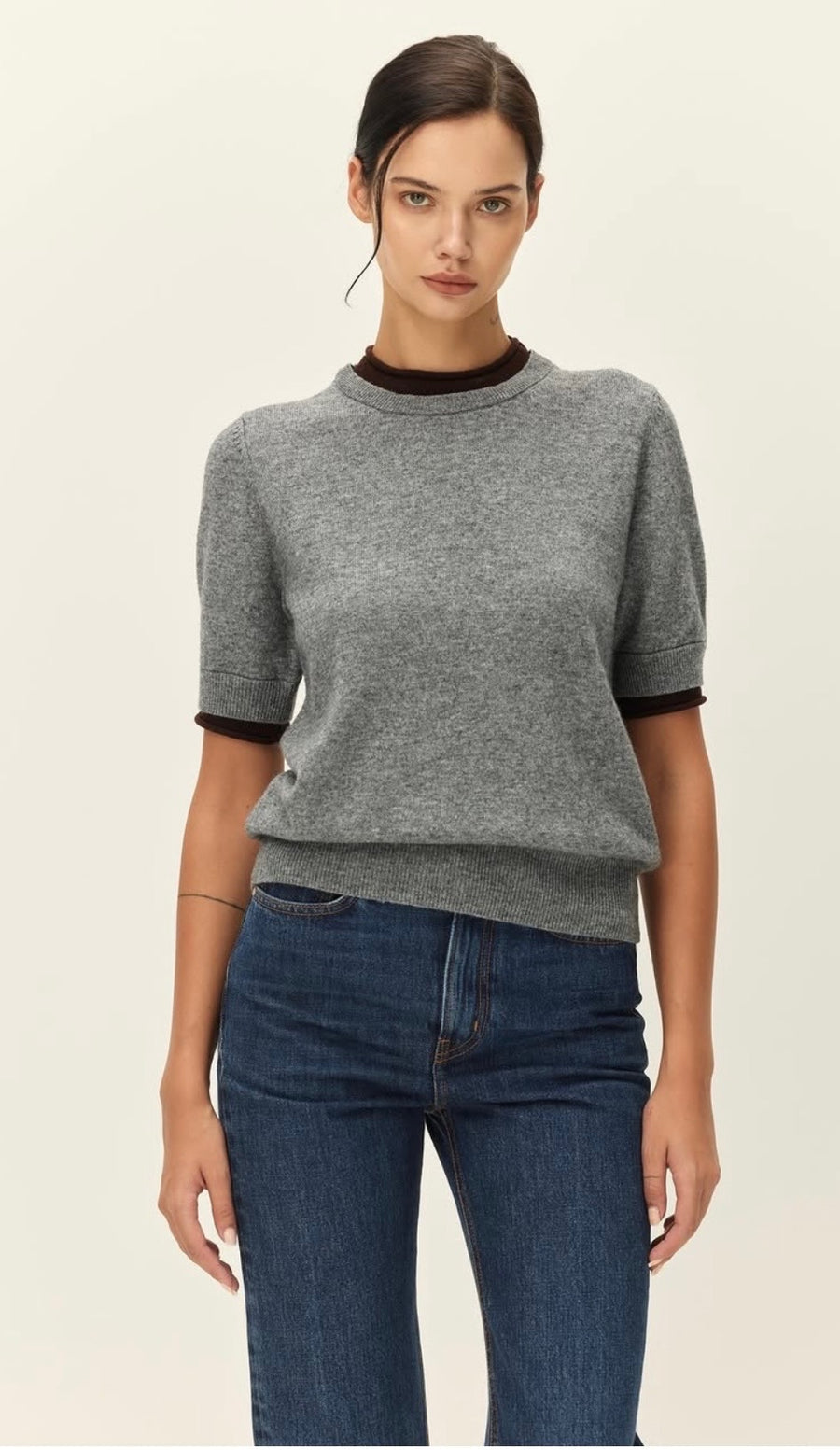 Elodie Sloane Contrast Crewneck Sweater