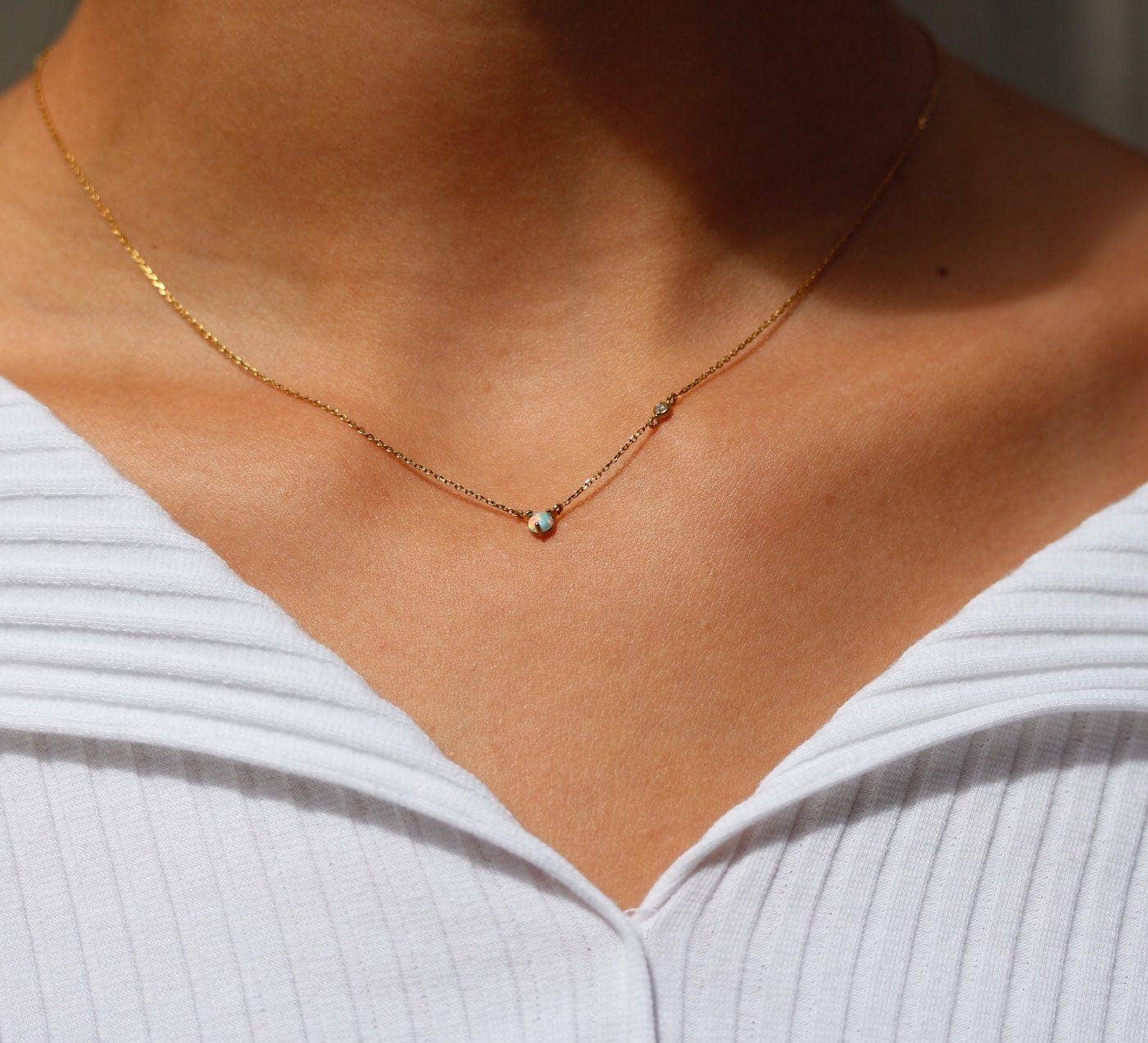 Tai Jewelry Mini Opal Pendant Necklace SPN-9756