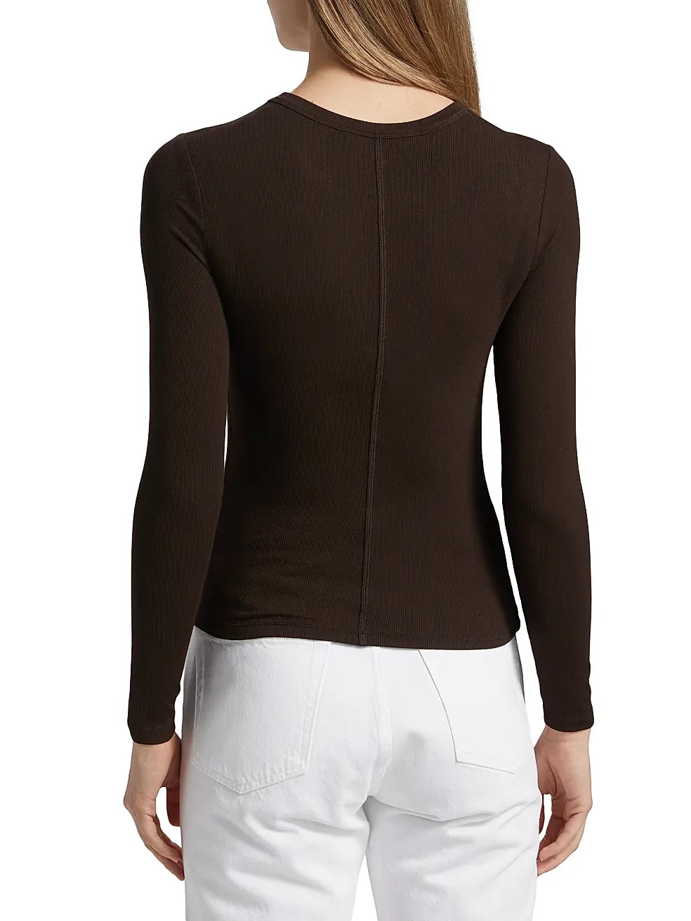 Frame The Rib Long-Sleeve Crewneck Tee Shirt