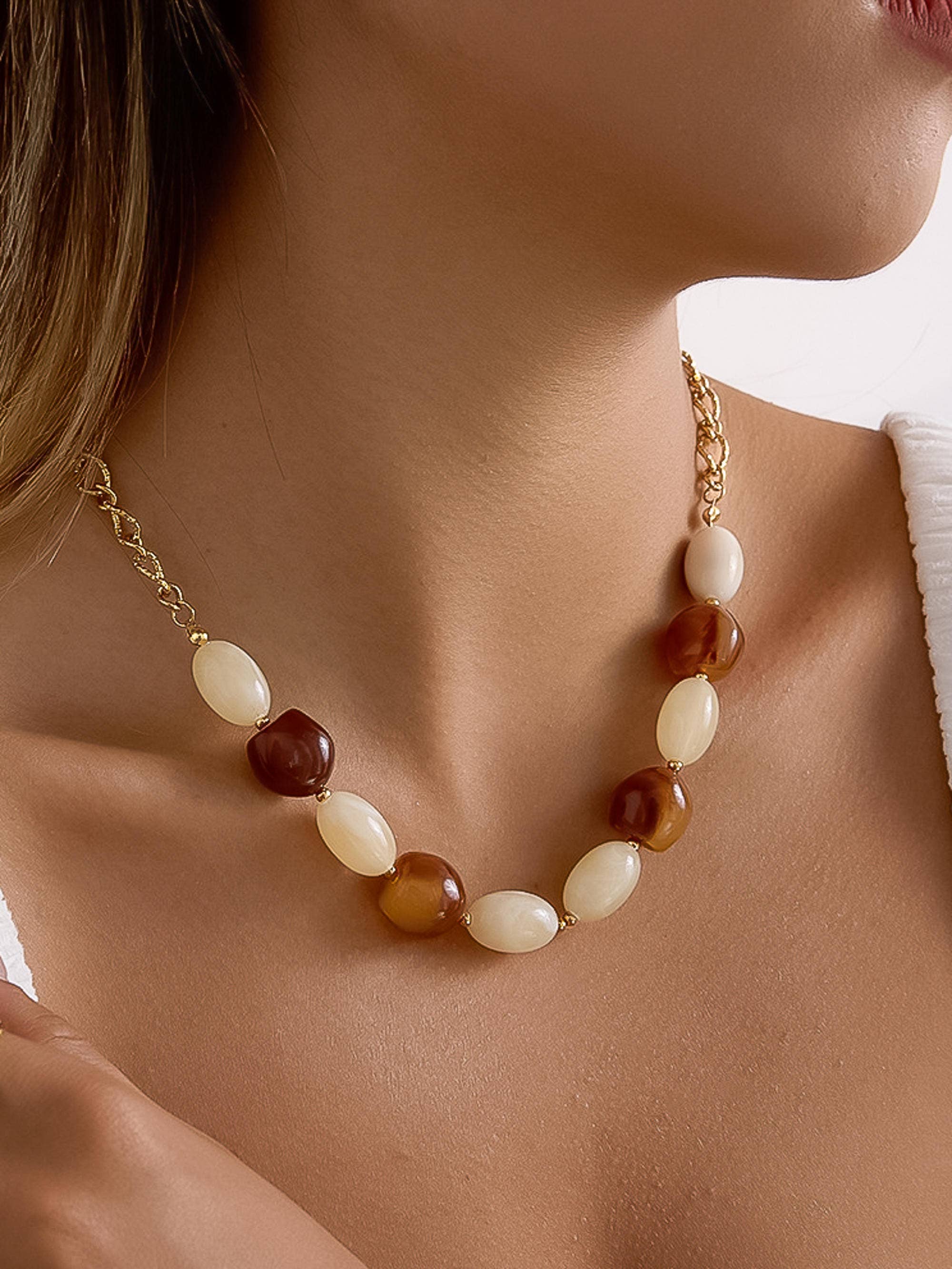 Flânerie Palm 18K Gold Non-Tarnish Beaded Chain Necklace