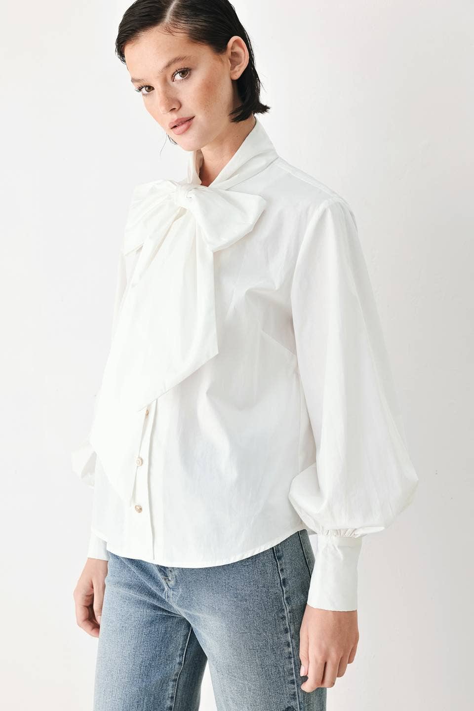 Flying Tomato Solid Woven Bow Top FT2144