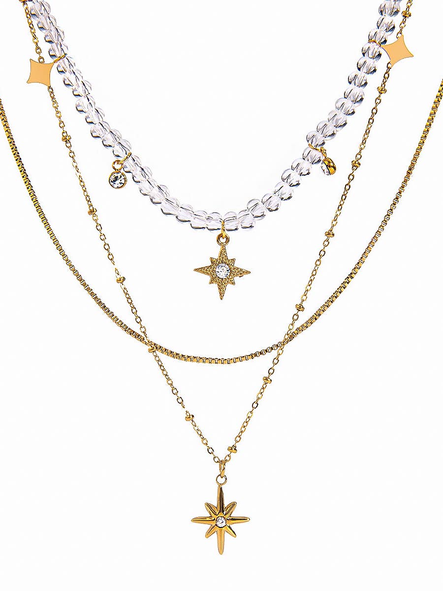 Flanerie Jomar 18K Non-Tarnish Layered Star Beaded Necklace