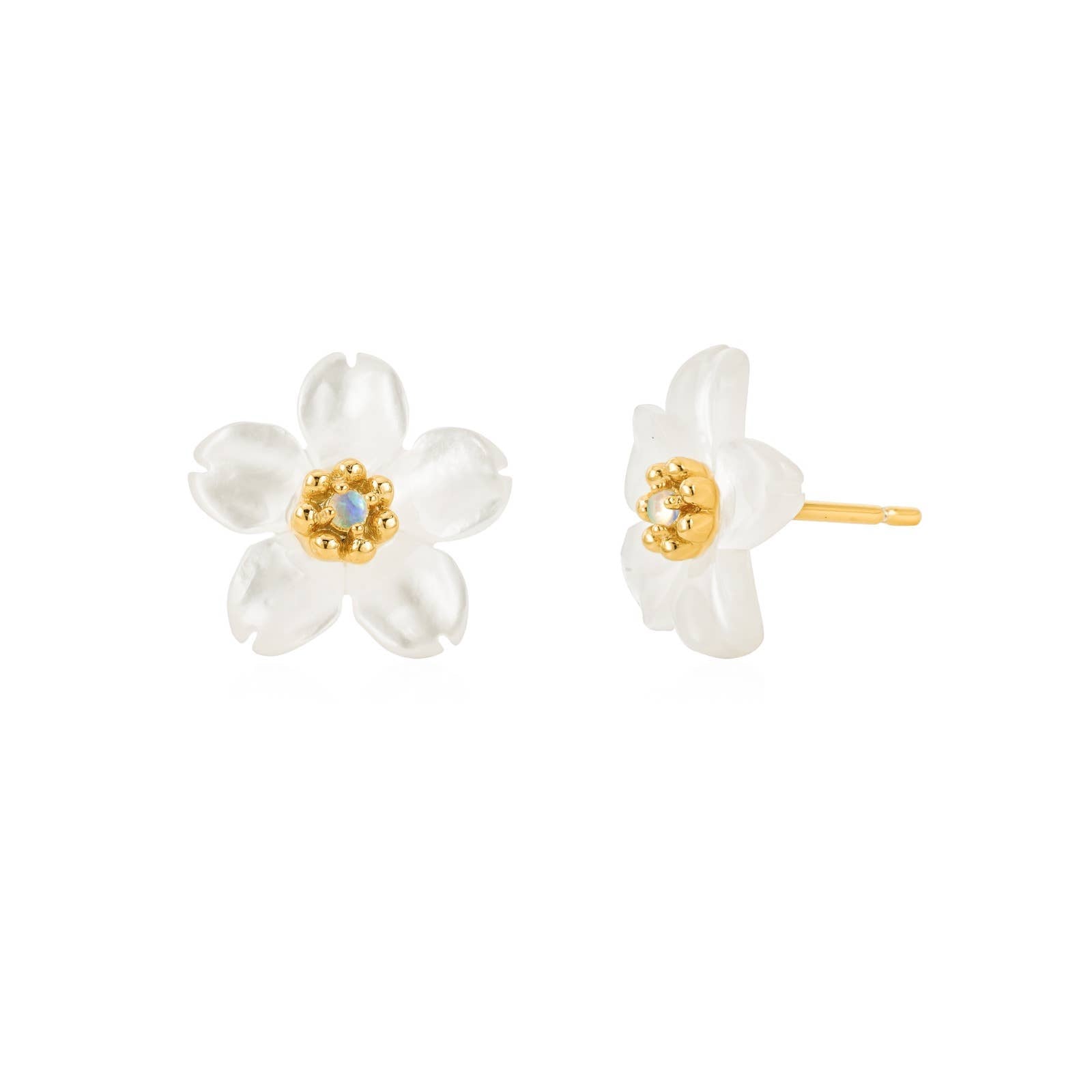 Mother of Pearl cherry blossom opal studs