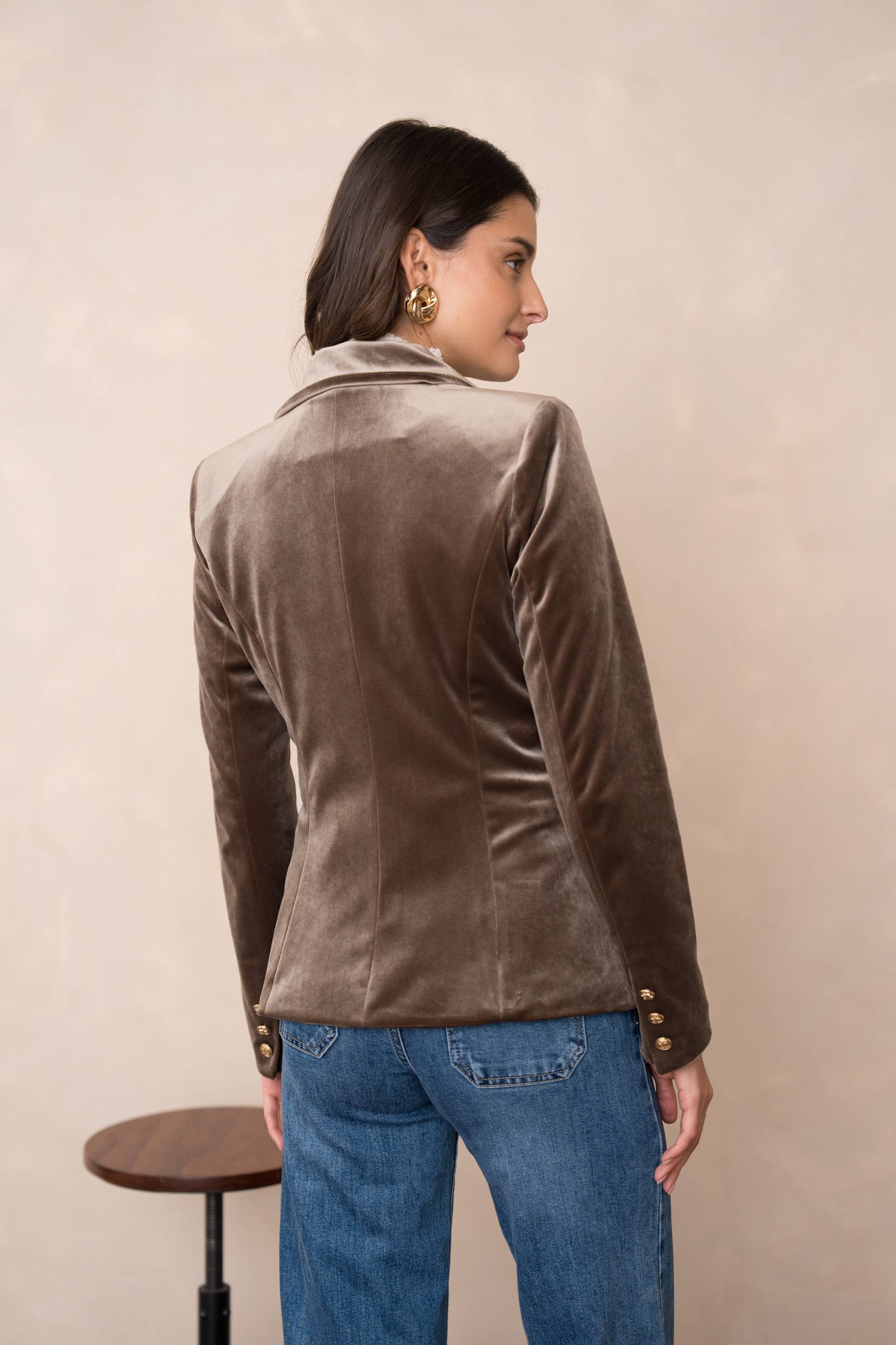 Carmine Paris Velvet Jacket with Gold Buttons V1721N