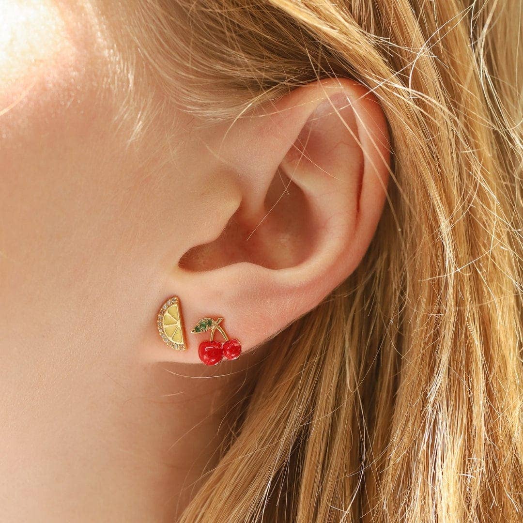 Tai Jewelry Enamel Lemon Slice Studs TE-1498