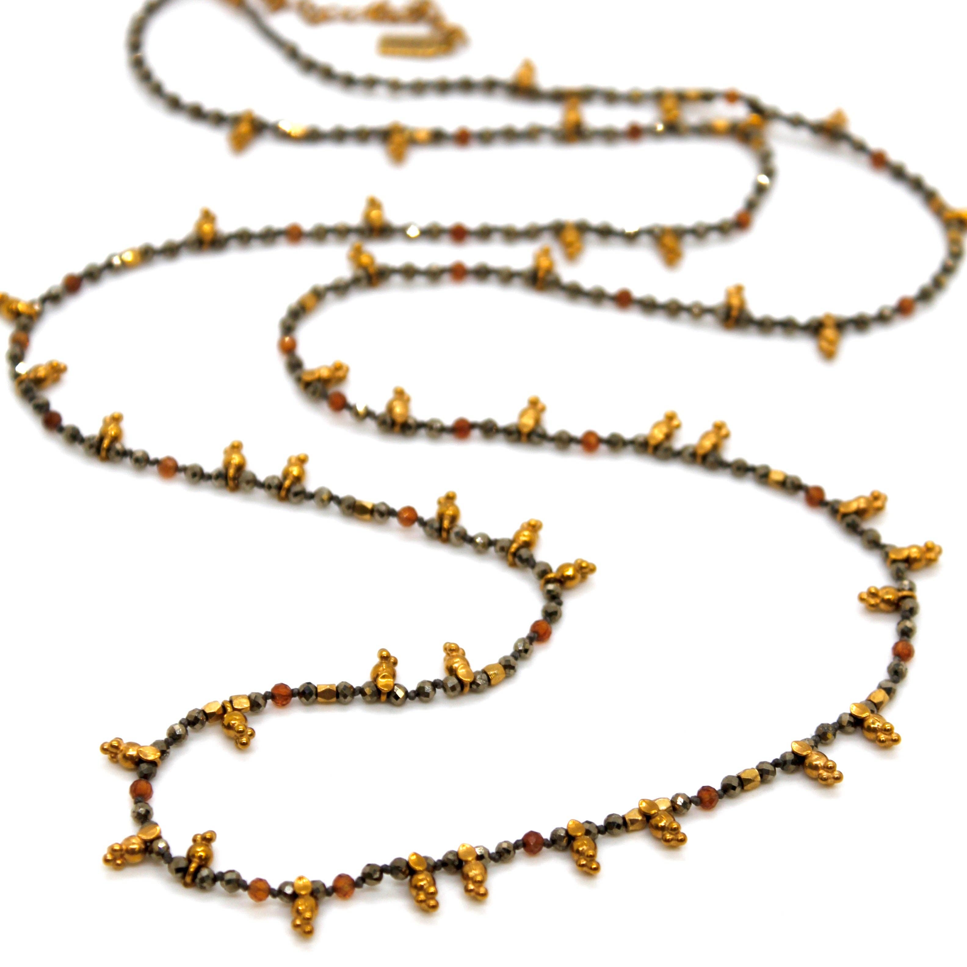 Lizou Pyrite and Mini Gold Specks Long Necklace #16