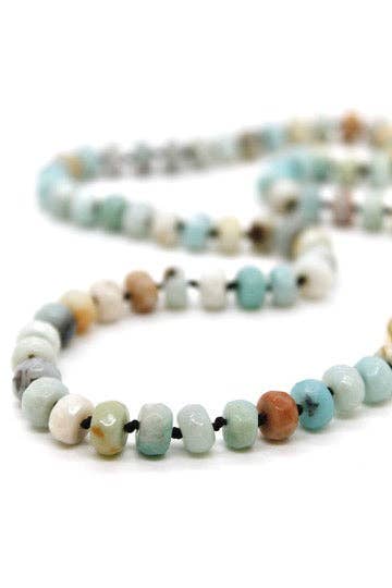 Lizha Hand Knotted Short Faceted Amazonite Necklace