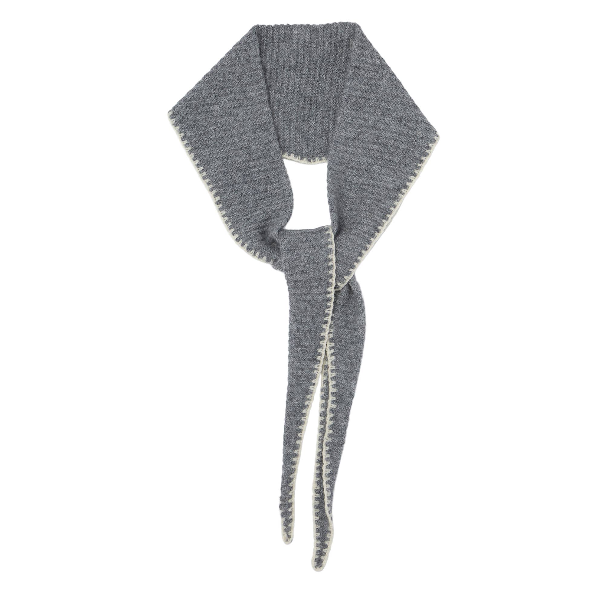 Somerville Grey Stitch Edge Diamond Skinny Scarf