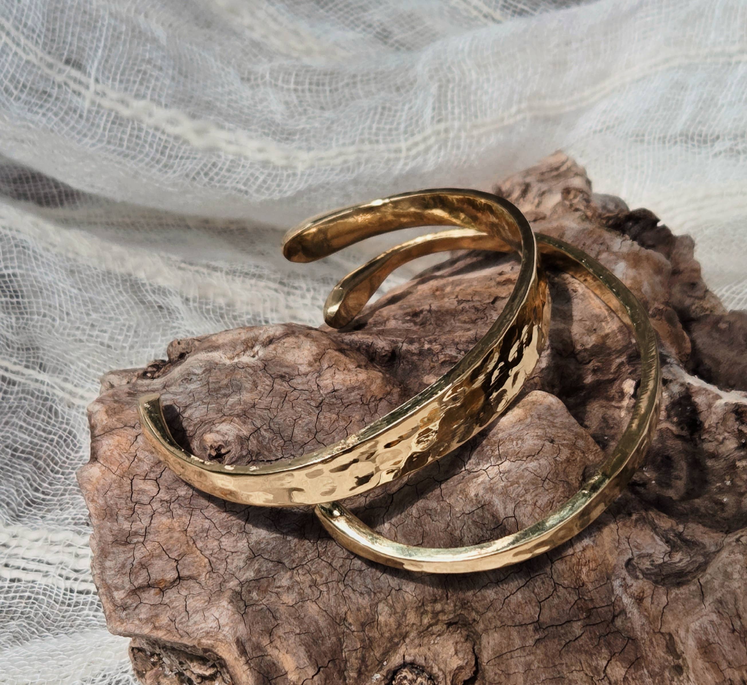 Bisjoux Brass Hammered Taureg Band Cuff Bangle Bracelet