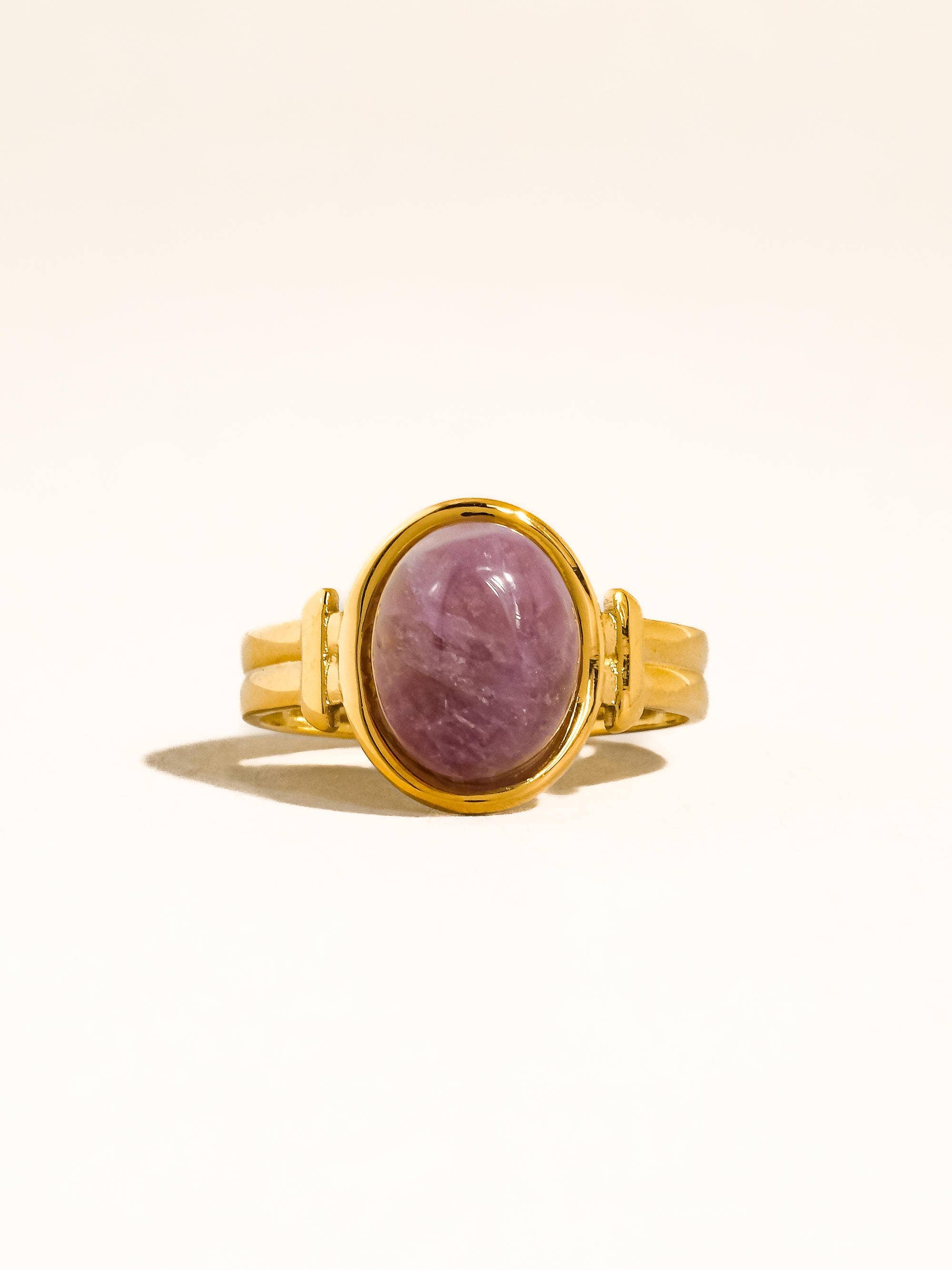 Flânerie Jett 18K Gold Non-Tarnish Pink Stone Adjustable Ring