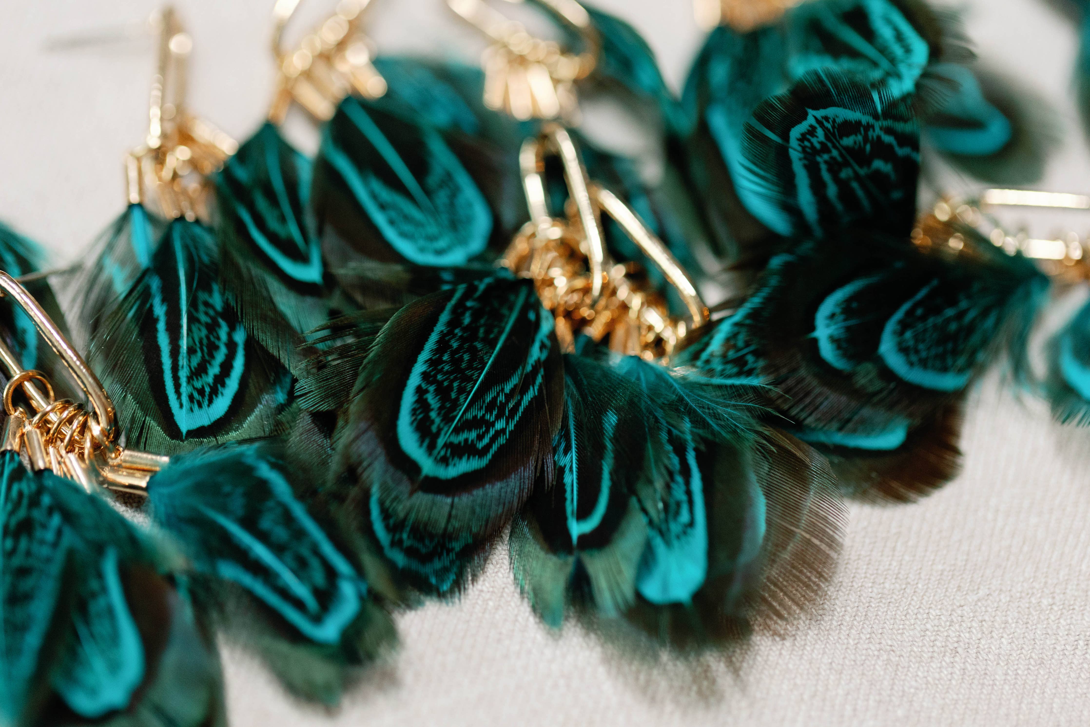 Peacock Feather Fall Statement Tassel Earrings SAD199