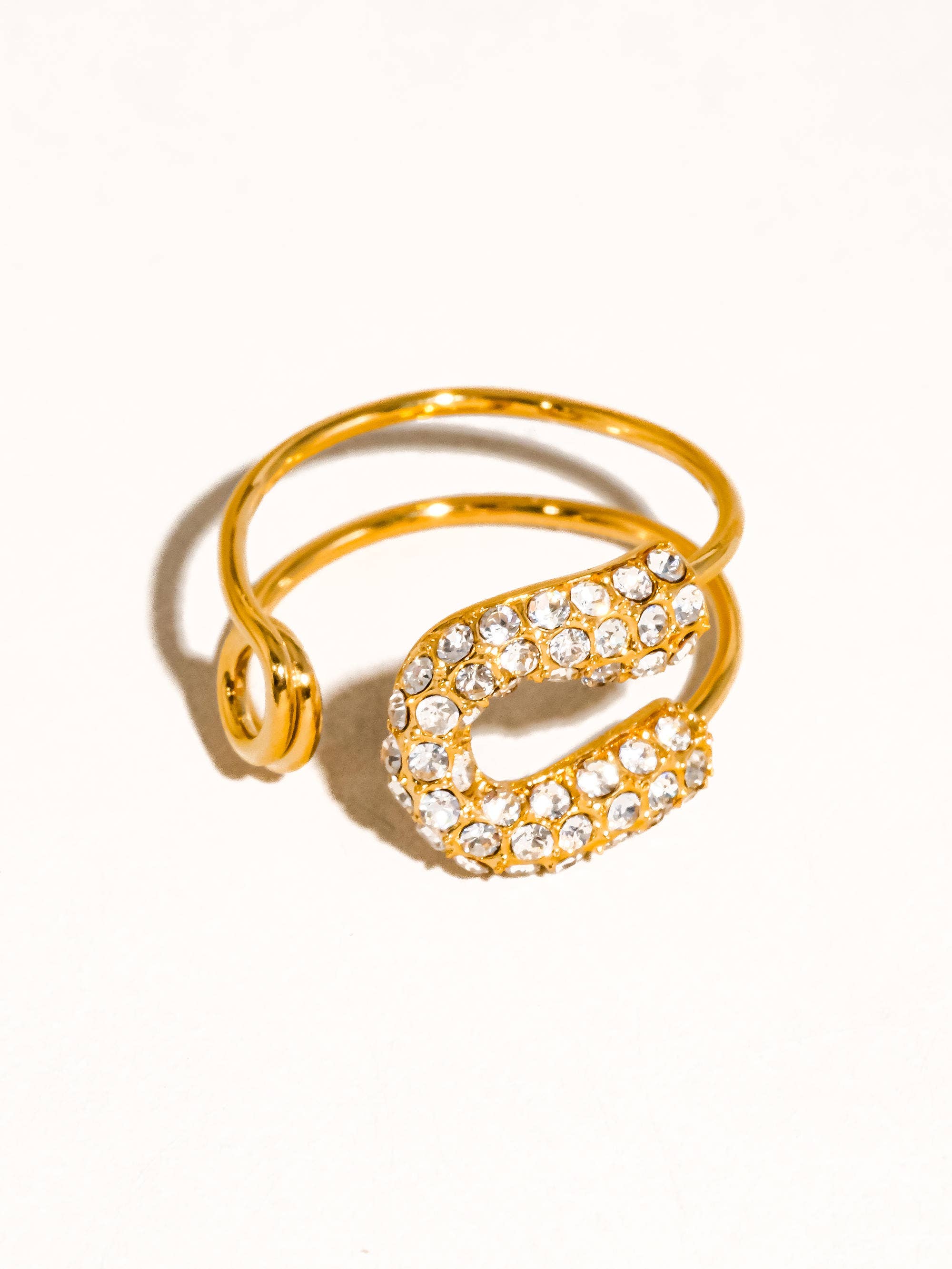 Flanerie Dante 18K Gold Non-Tarnish Rhinstone Glam Ring