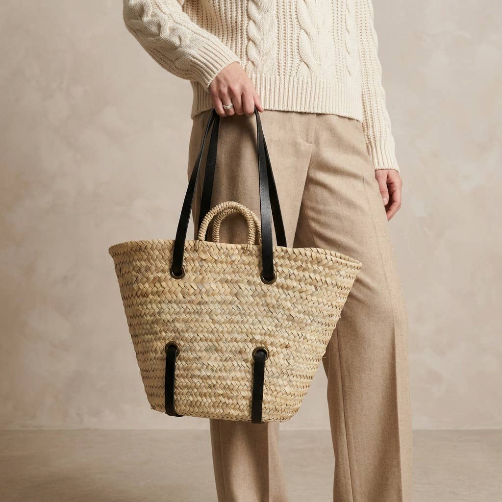 French Market Boho Beach Shopper with Leather Straps #16