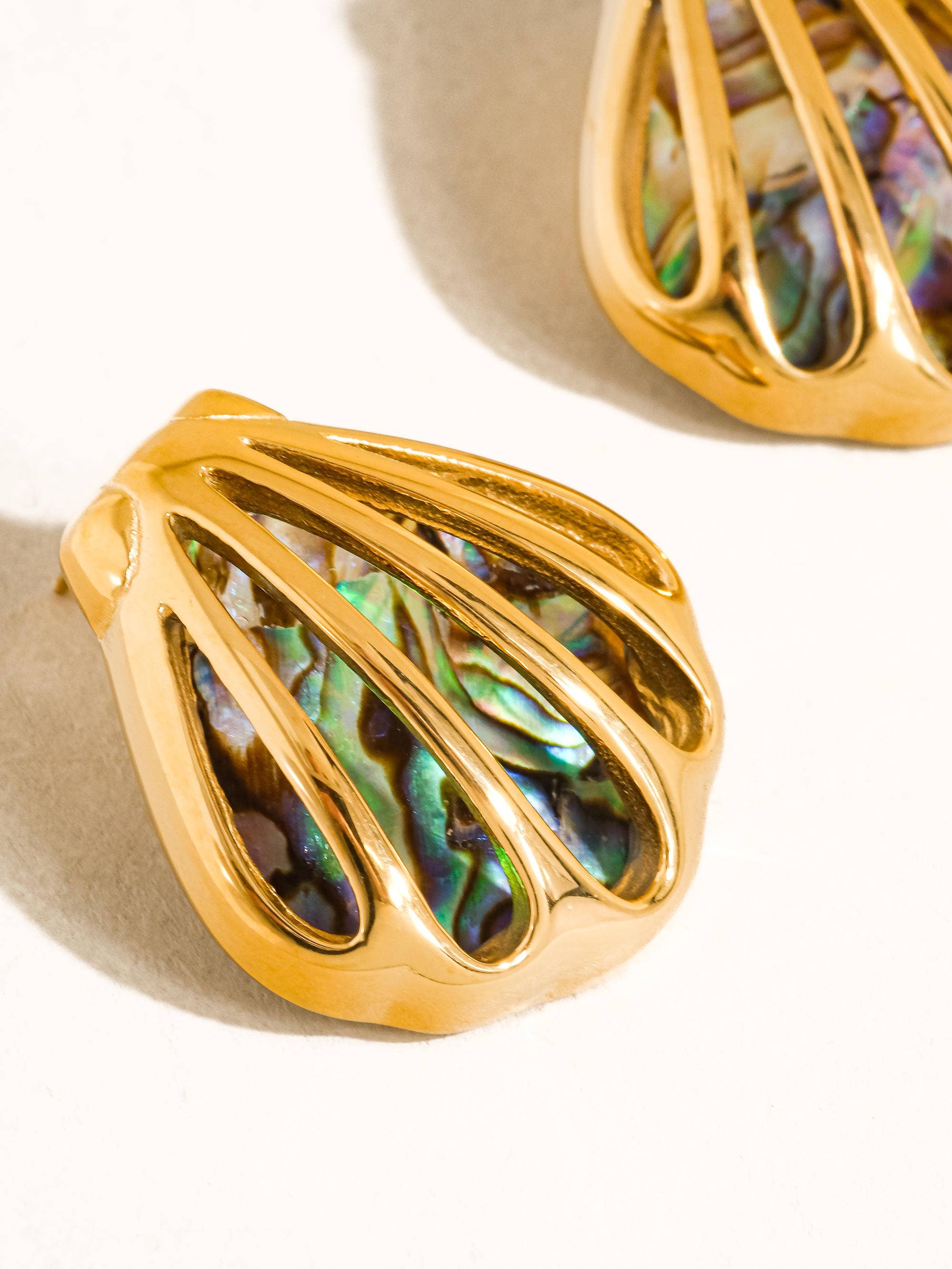 Flânerie Rocio 18K Gold Non-Tarnish Abalone Shell Stud Earrings
