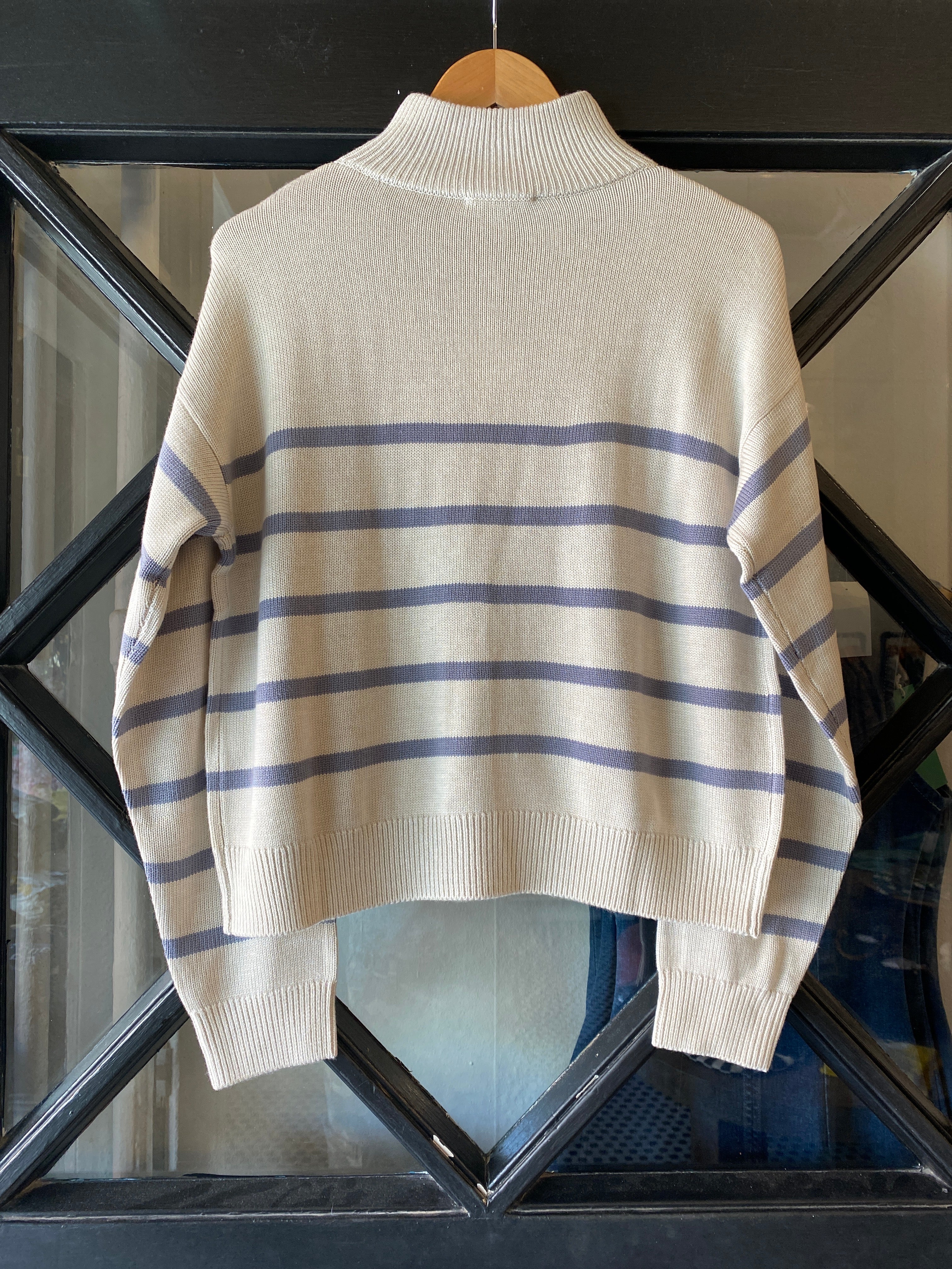 Splendid Georgie Stripe Quarter Zip Sweater RF5S300