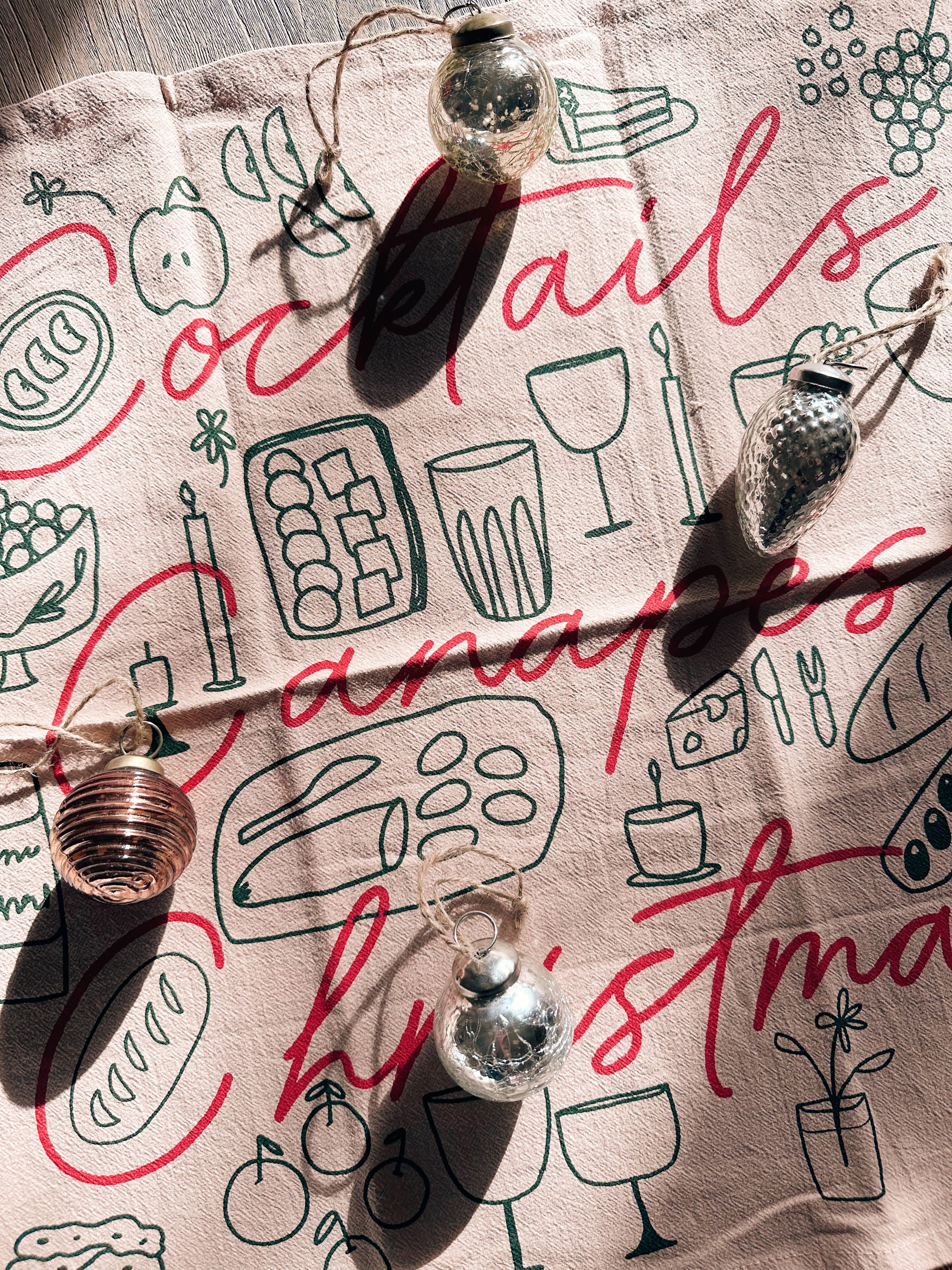 Julie Peach Cocktails, Canapés, Christmas Tea Towel