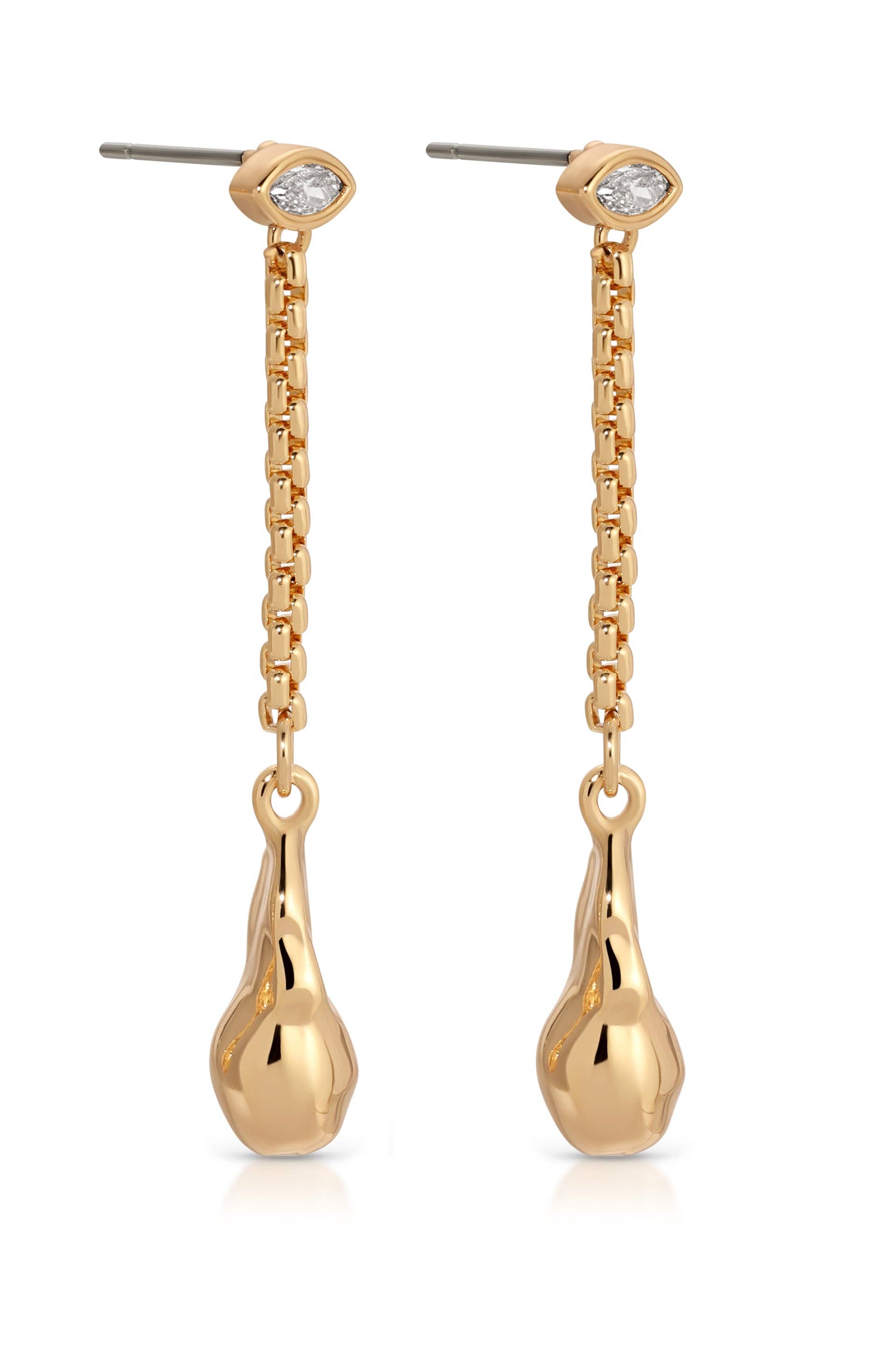 Ettika Drop Chain Hammered Earring