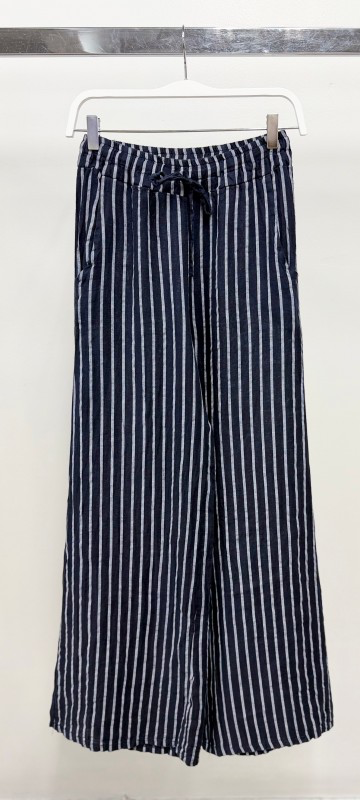 Milio Milano Striped Linen Pants w/ Drawstring Waist 2557