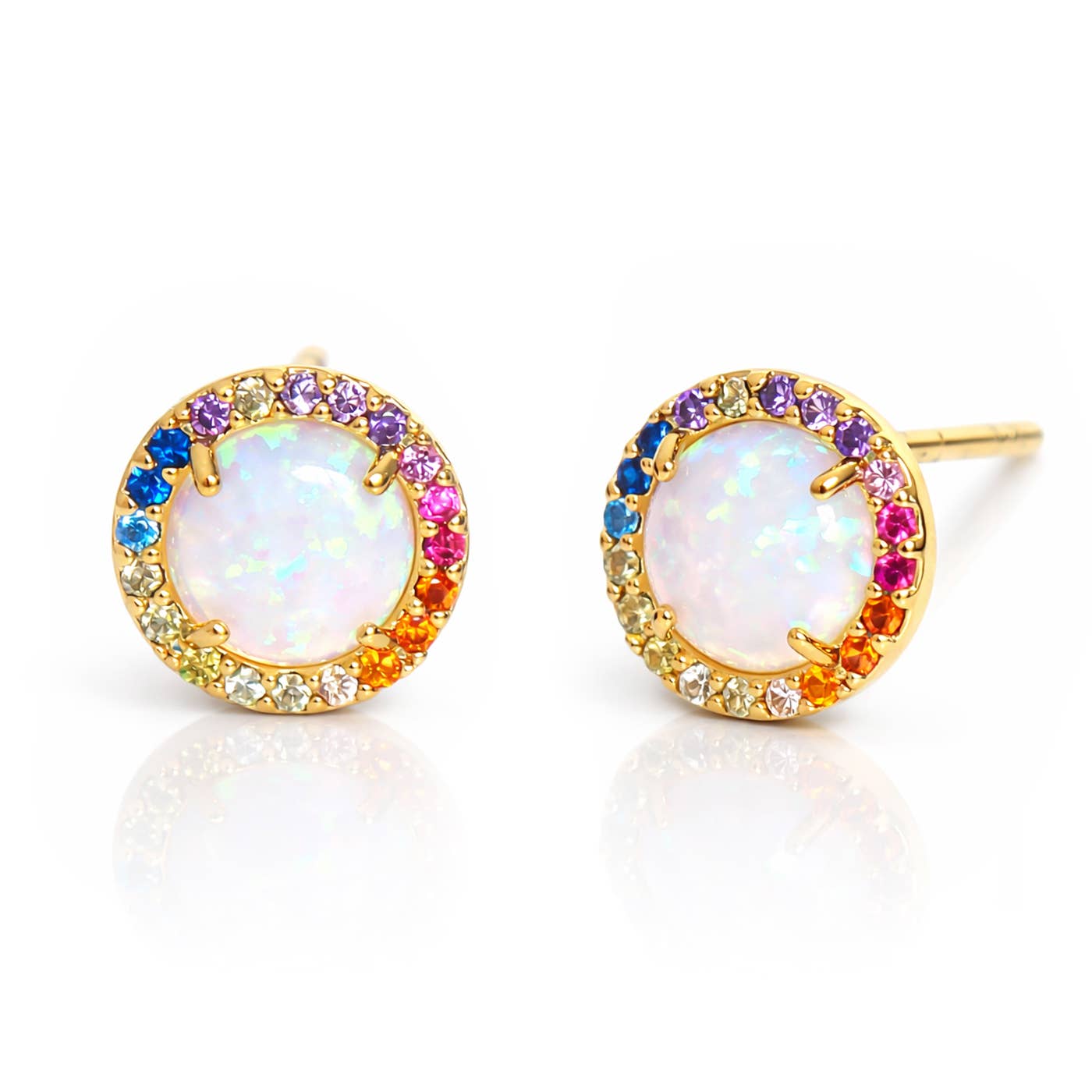 Tai Jewelry Opal Center Rainbow Studs TE-782