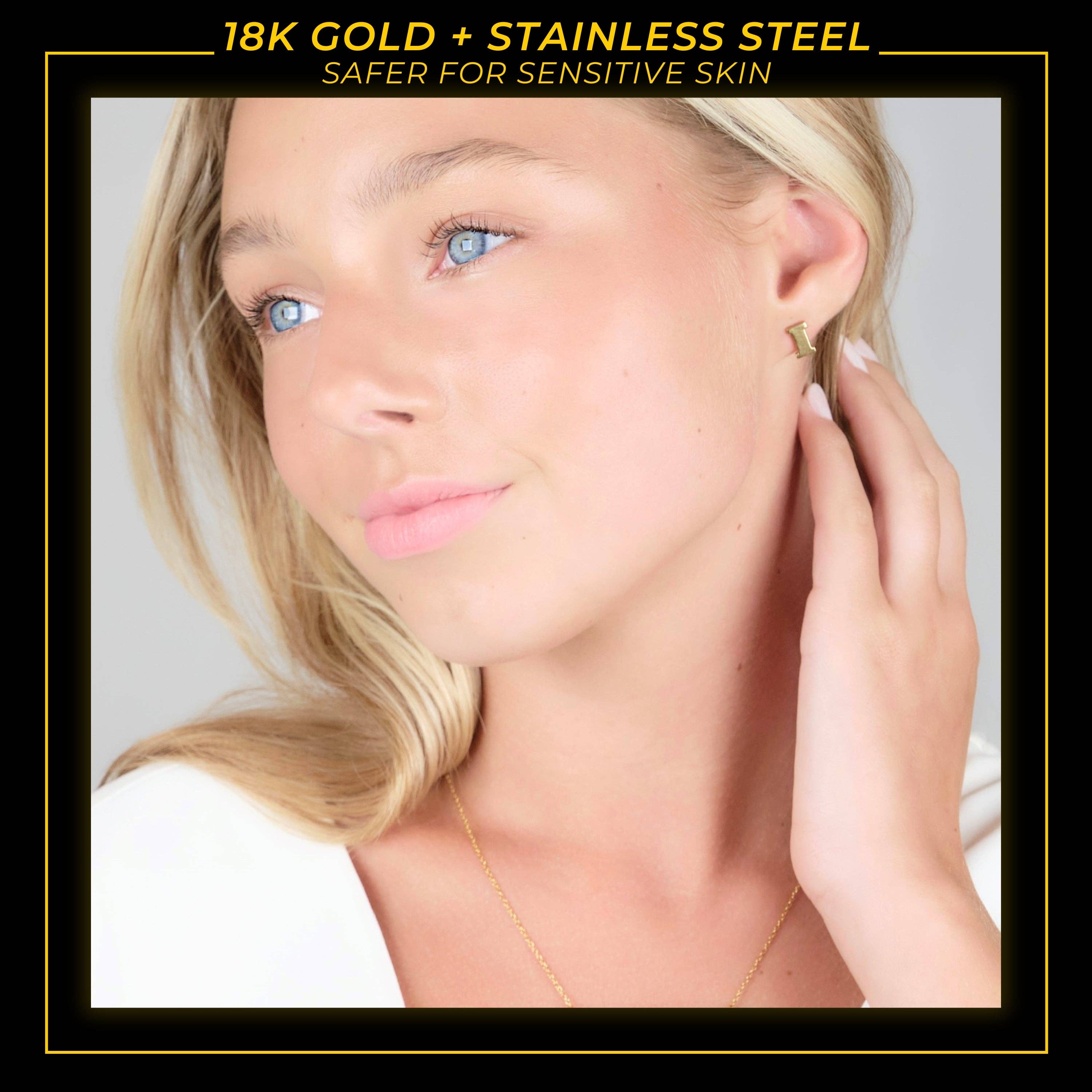 Stone Armory Iowa Block I Gold Plated Studs