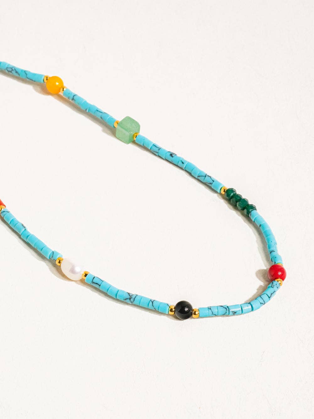 Flânerie Calise Boho Handmade Blue Turquoise Stone Beaded Necklace
