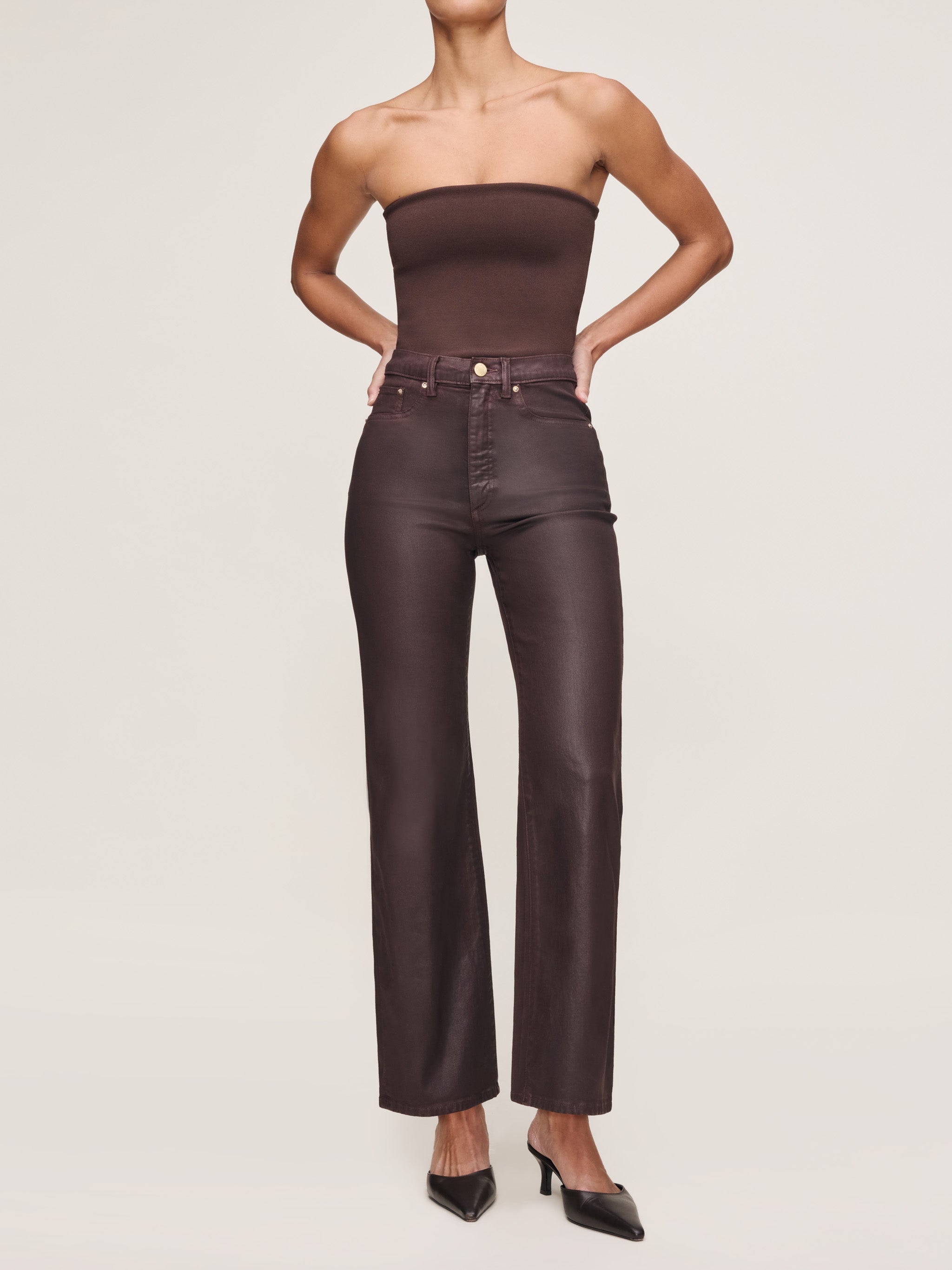 DL1961 Karmine Refined Wide Leg in Fig Coated 14138