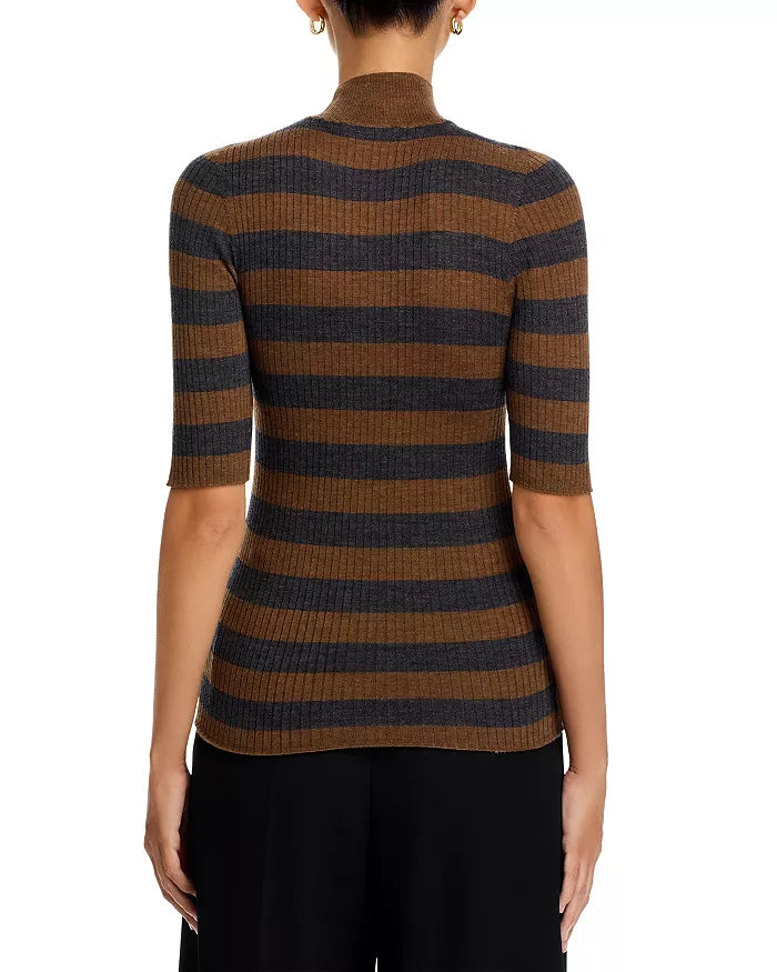 Majestic Filatures Merino Superfine Rib Knit Elbow Sleeve Mockneck K241-FPU727