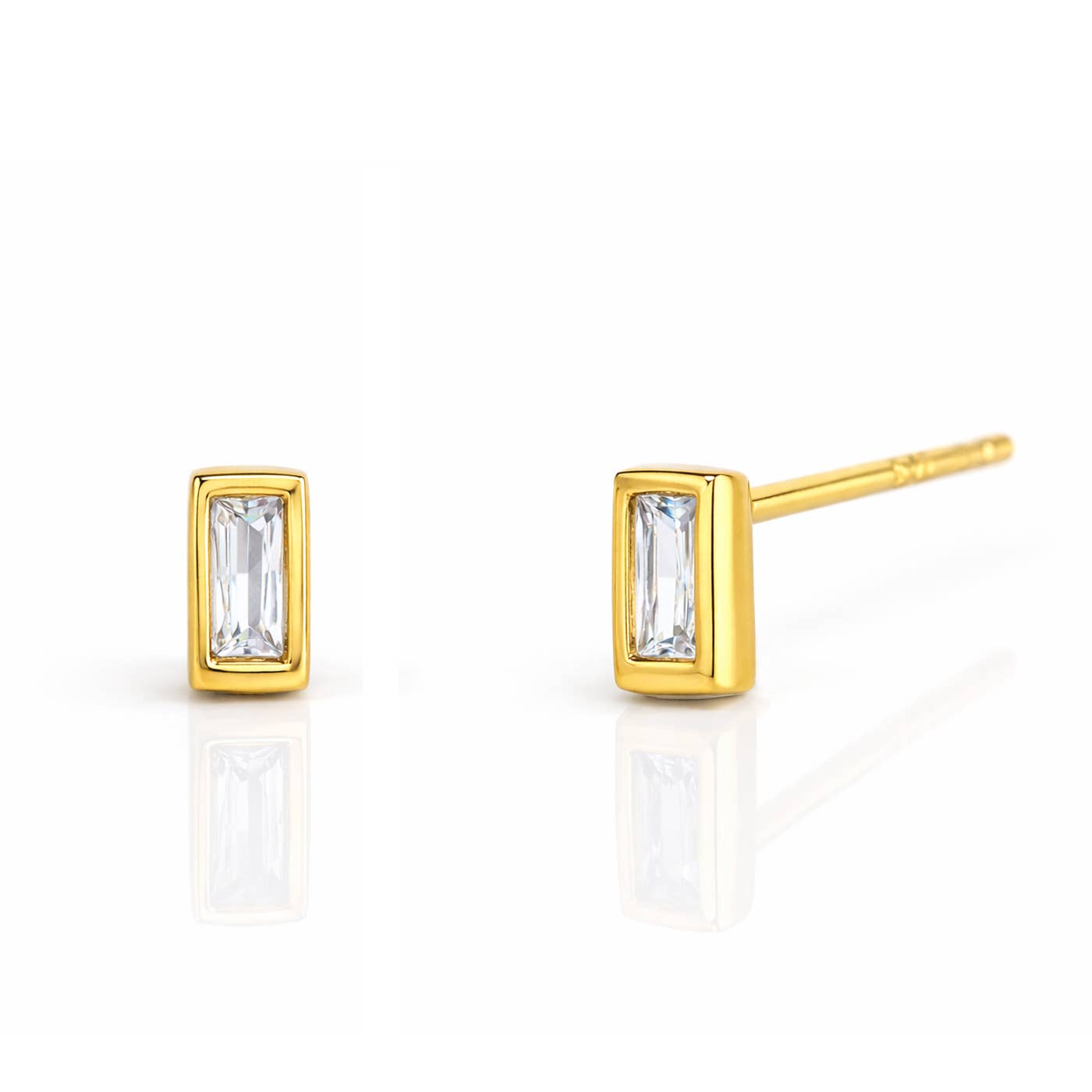 Tai Jewelry Baguette Bezel Studs PE-6284