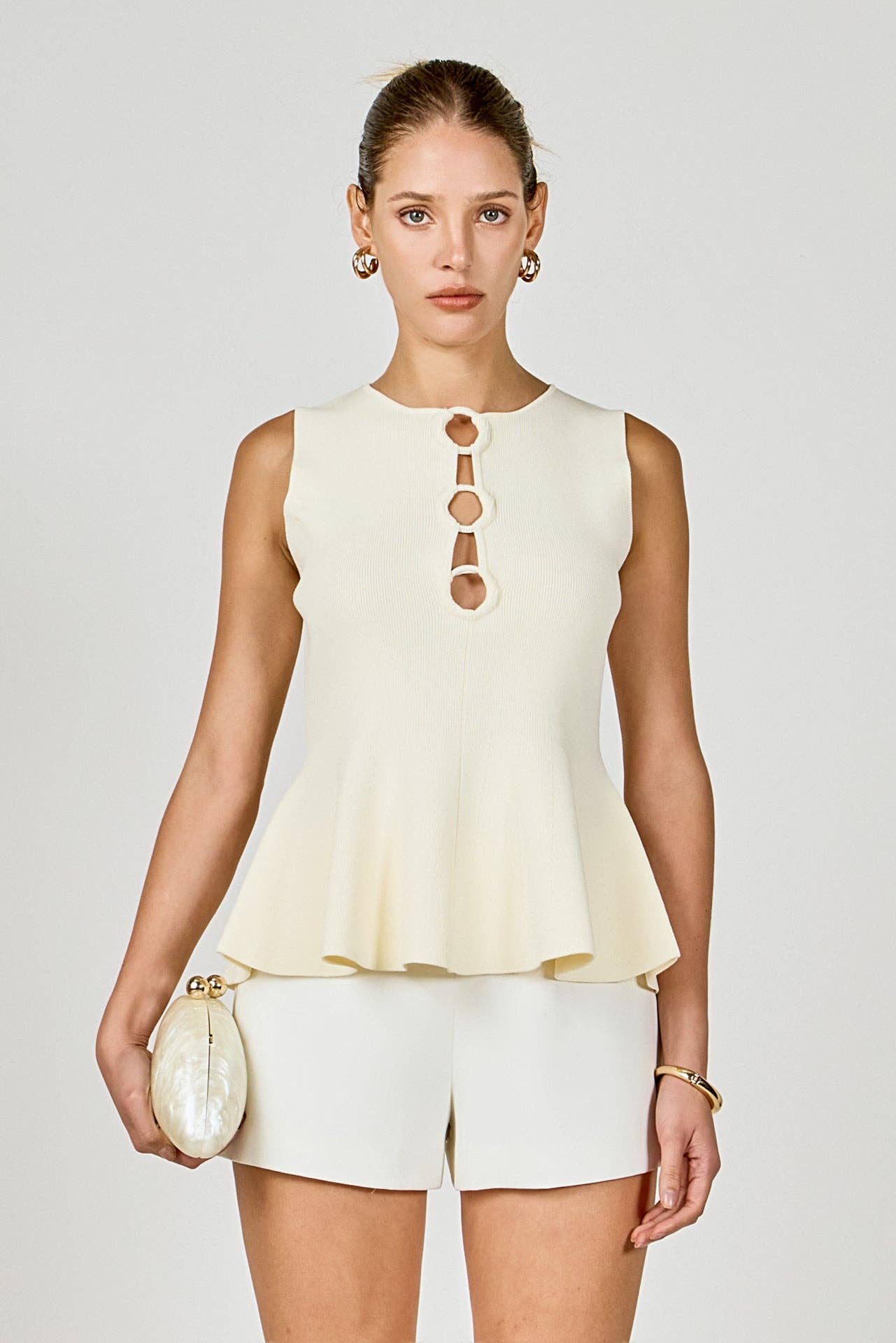 Endless Rose Ring Detailed Flare Knit Top