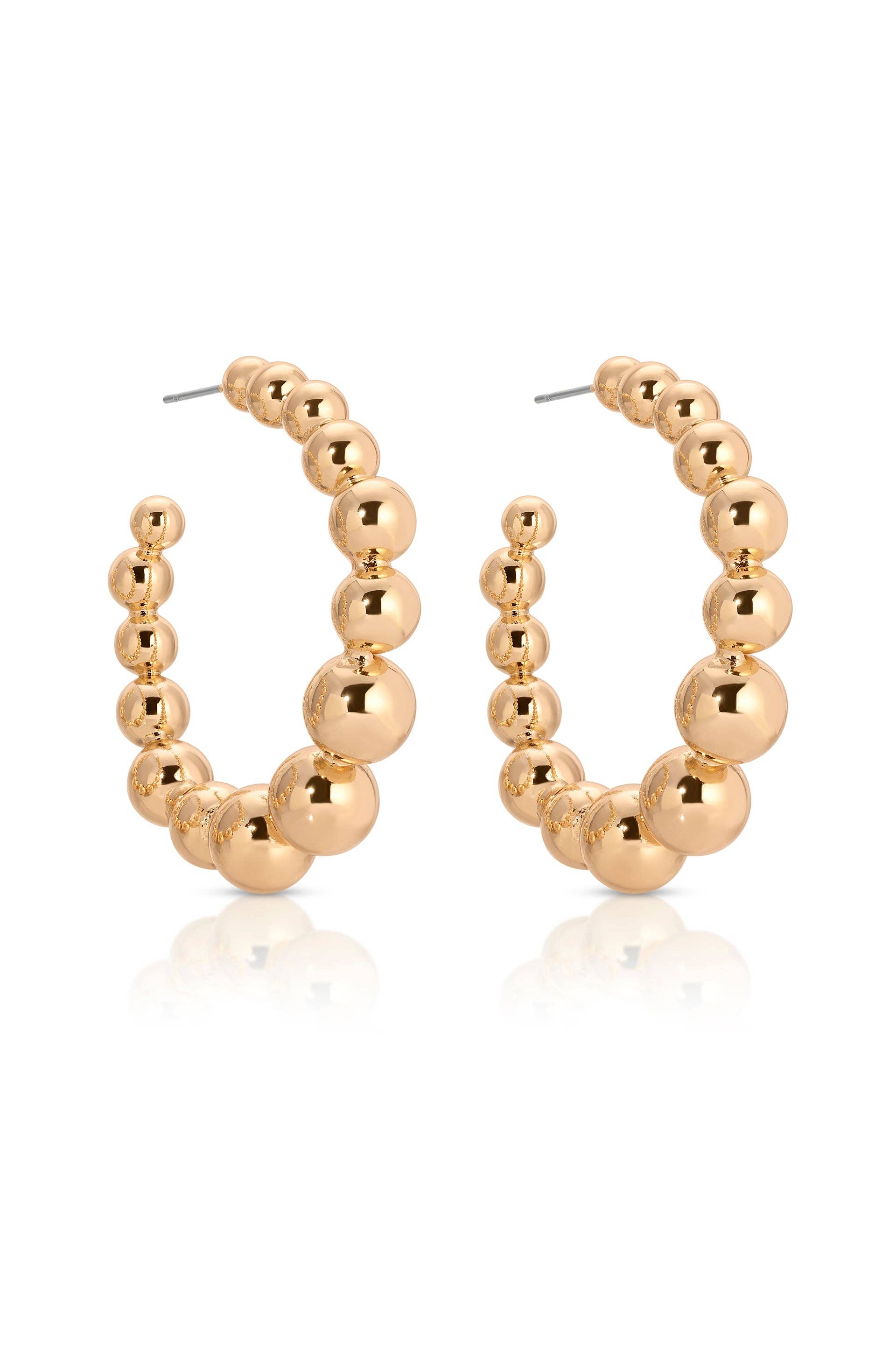 Ettika Bubble Ball Hoops in Gold