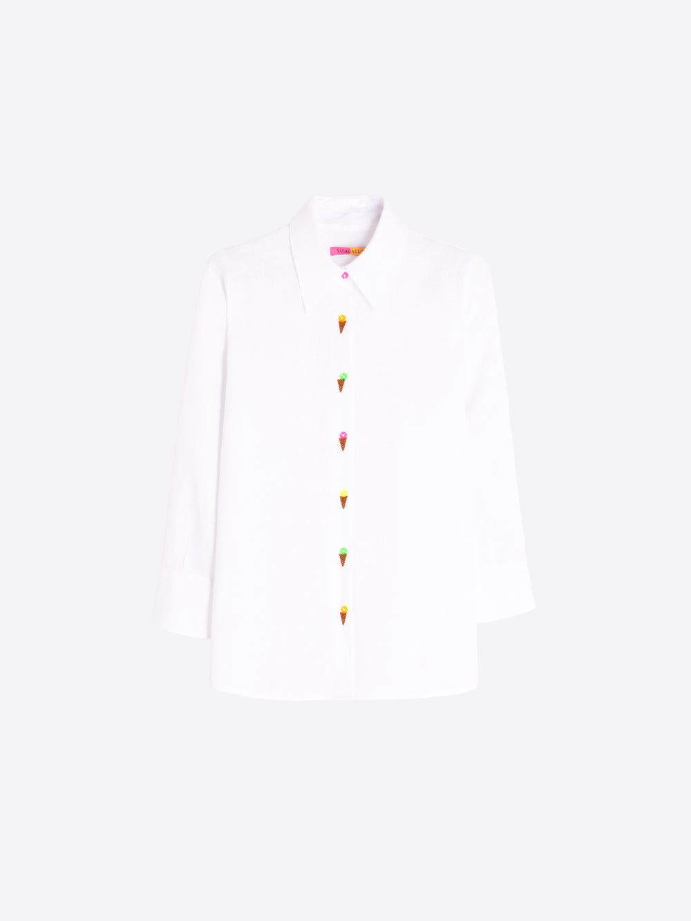 Vilagallo Button Up Shirt with Embroidered Ice Cream 33209