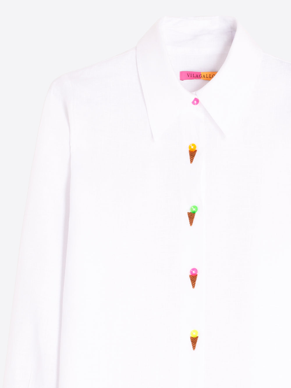 Vilagallo Button Up Shirt with Embroidered Ice Cream 33209