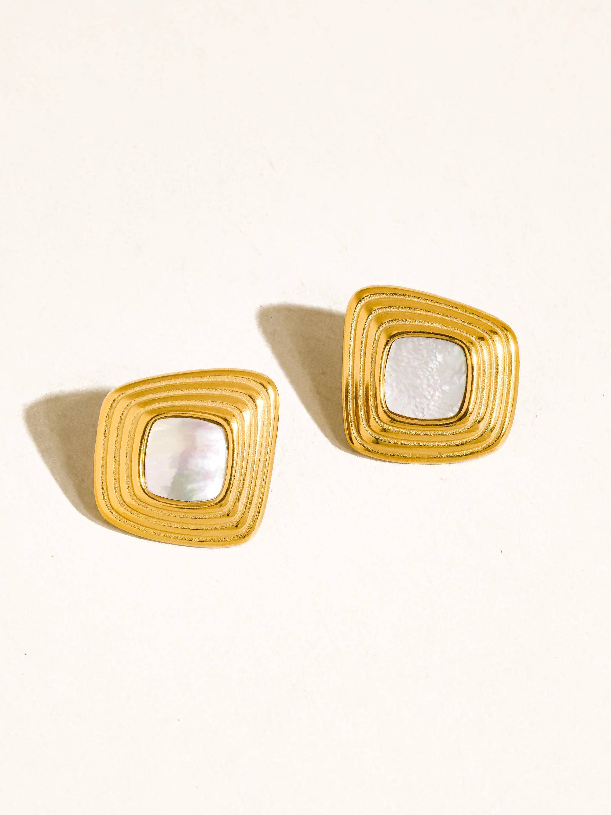 Flanerie Solenne 18K Gold Non-Tarnish Enamel Square Earrings