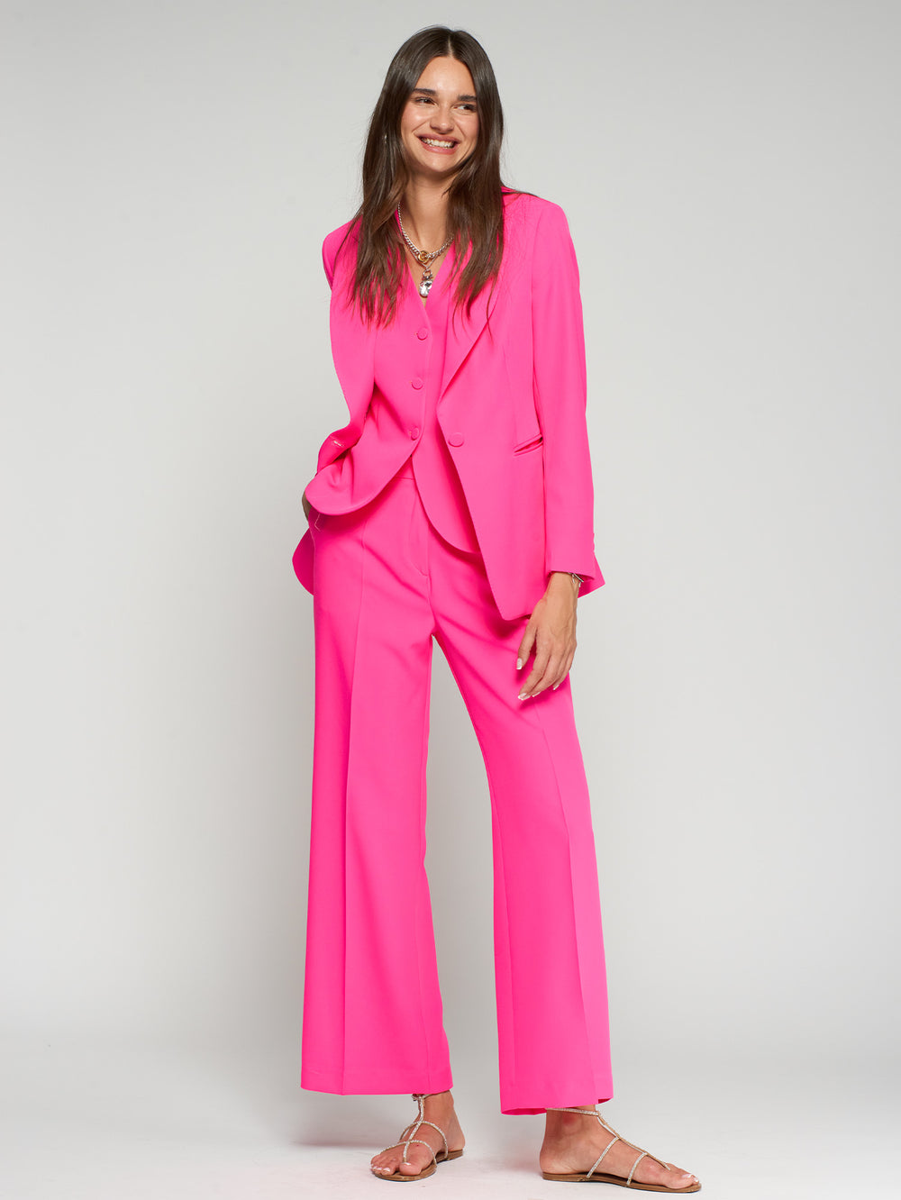 Vilagallo Neon Pink Crepe Jacket