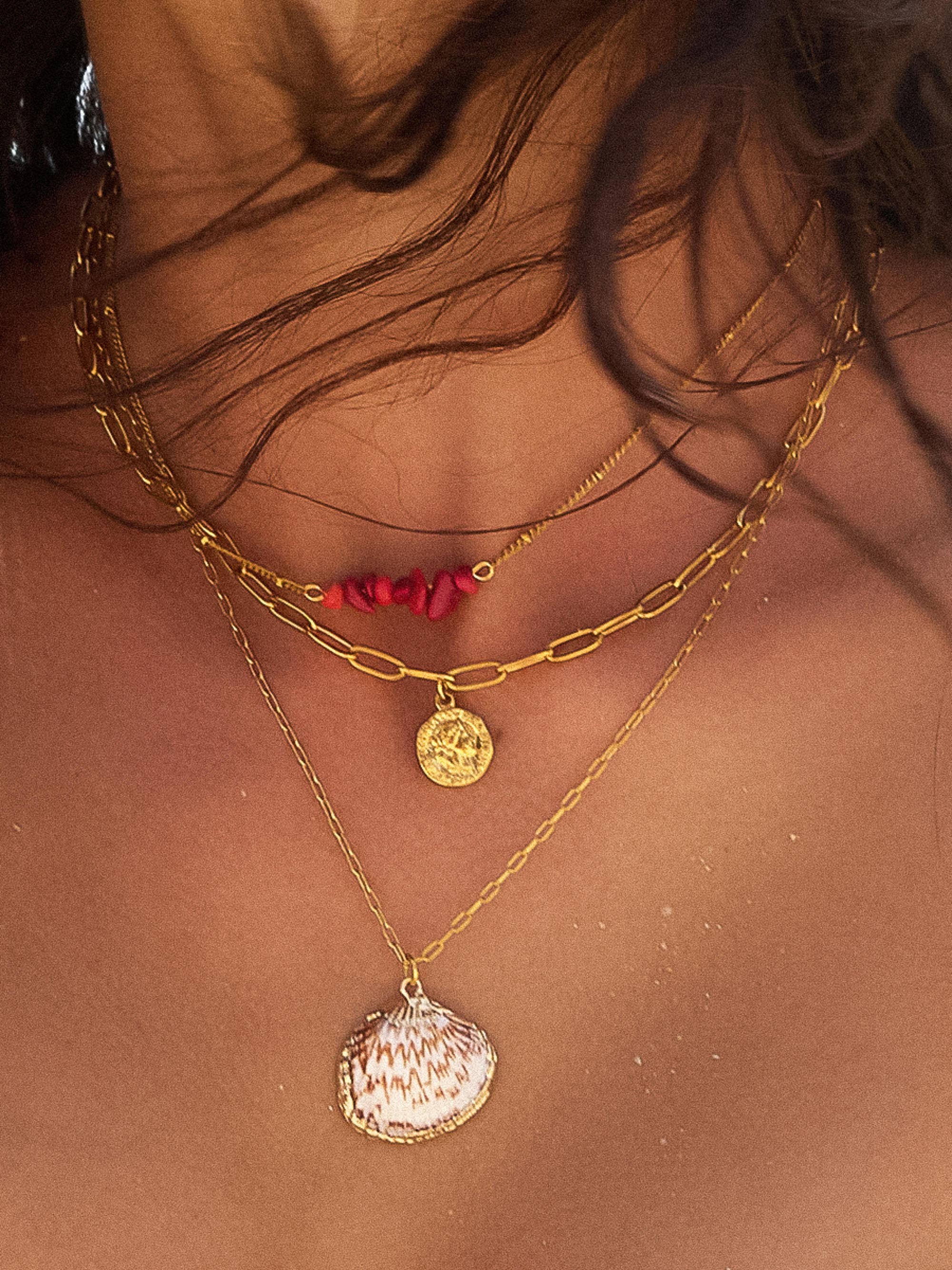 Flânerie Shellee 18K Gold Non-Tarnish Bobho Shell Layered Necklace