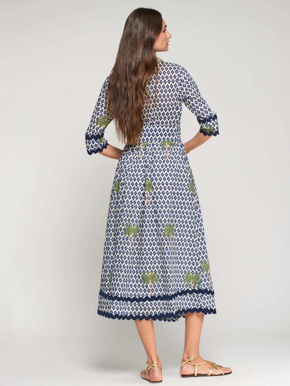 Vilagallo Ikat Dress with Palm Trees 33219