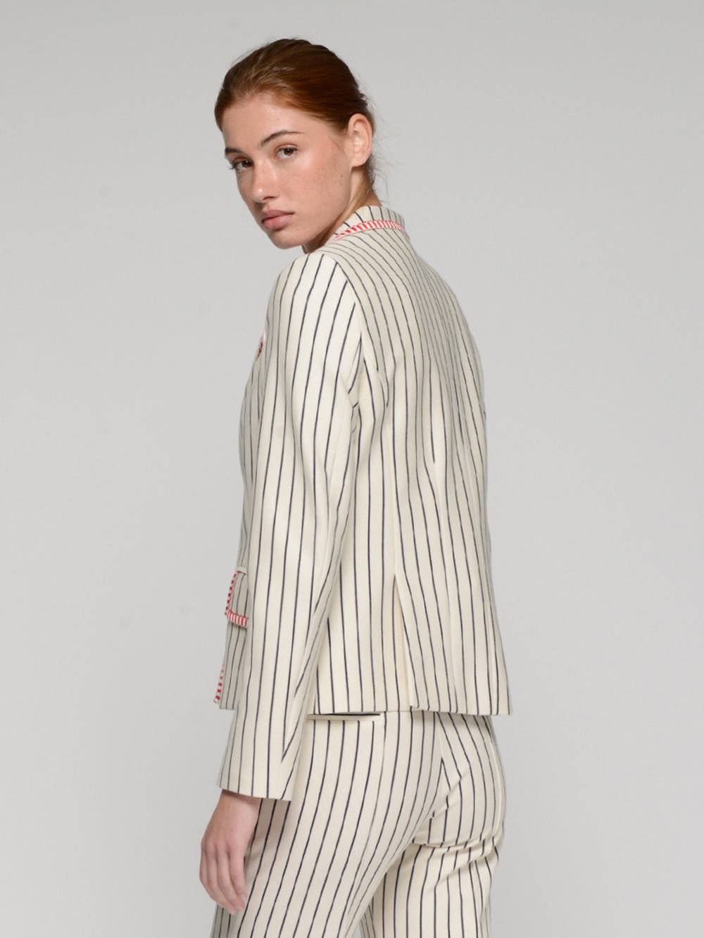 Vilagallo Striped Jacket with Red Trim 33233