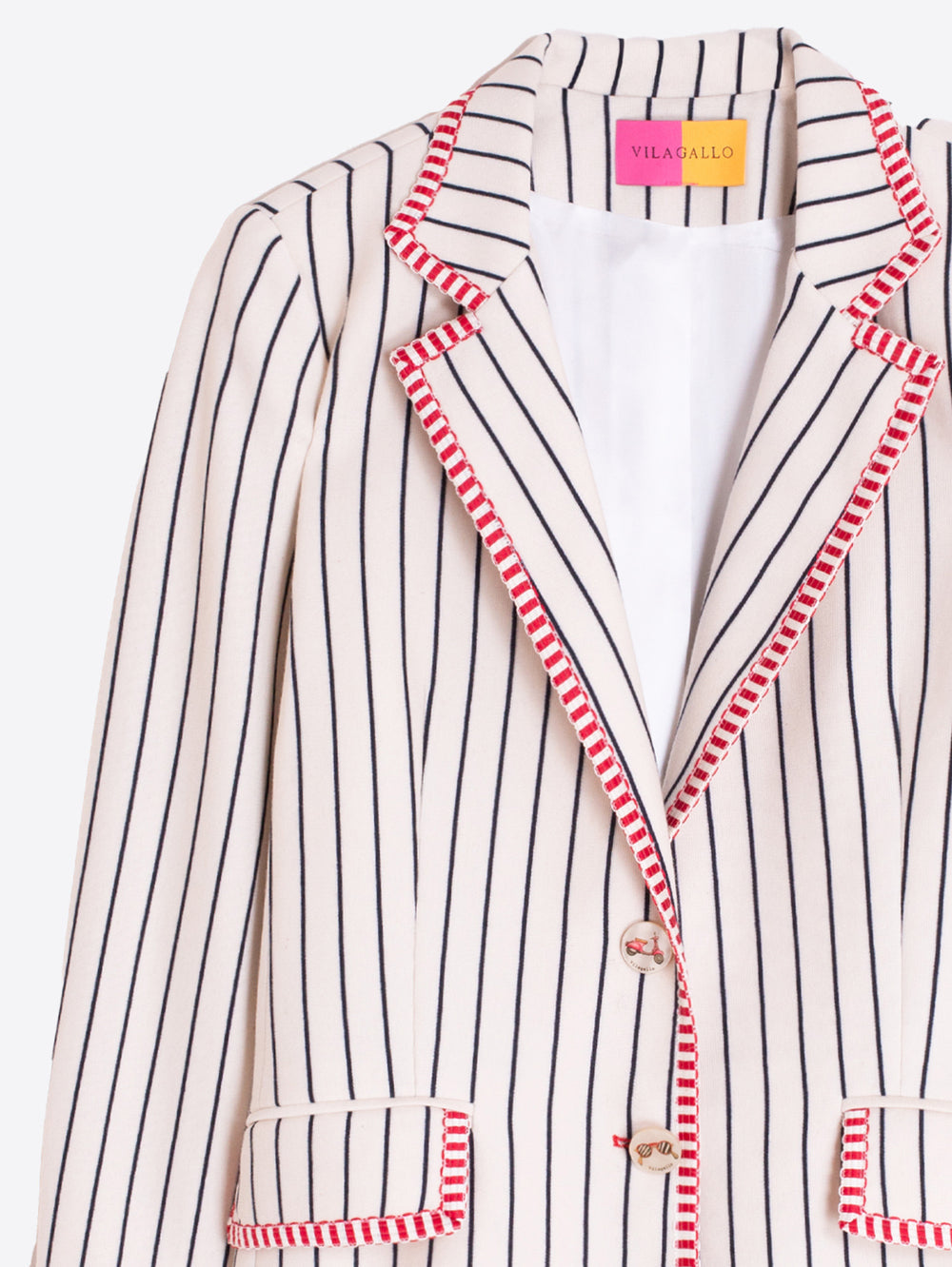 Vilagallo Striped Jacket with Red Trim 33233