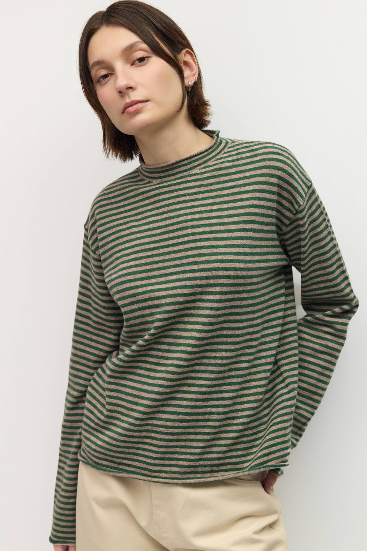 All Row The Cierra Sweater | Striped Mockneck Sweater