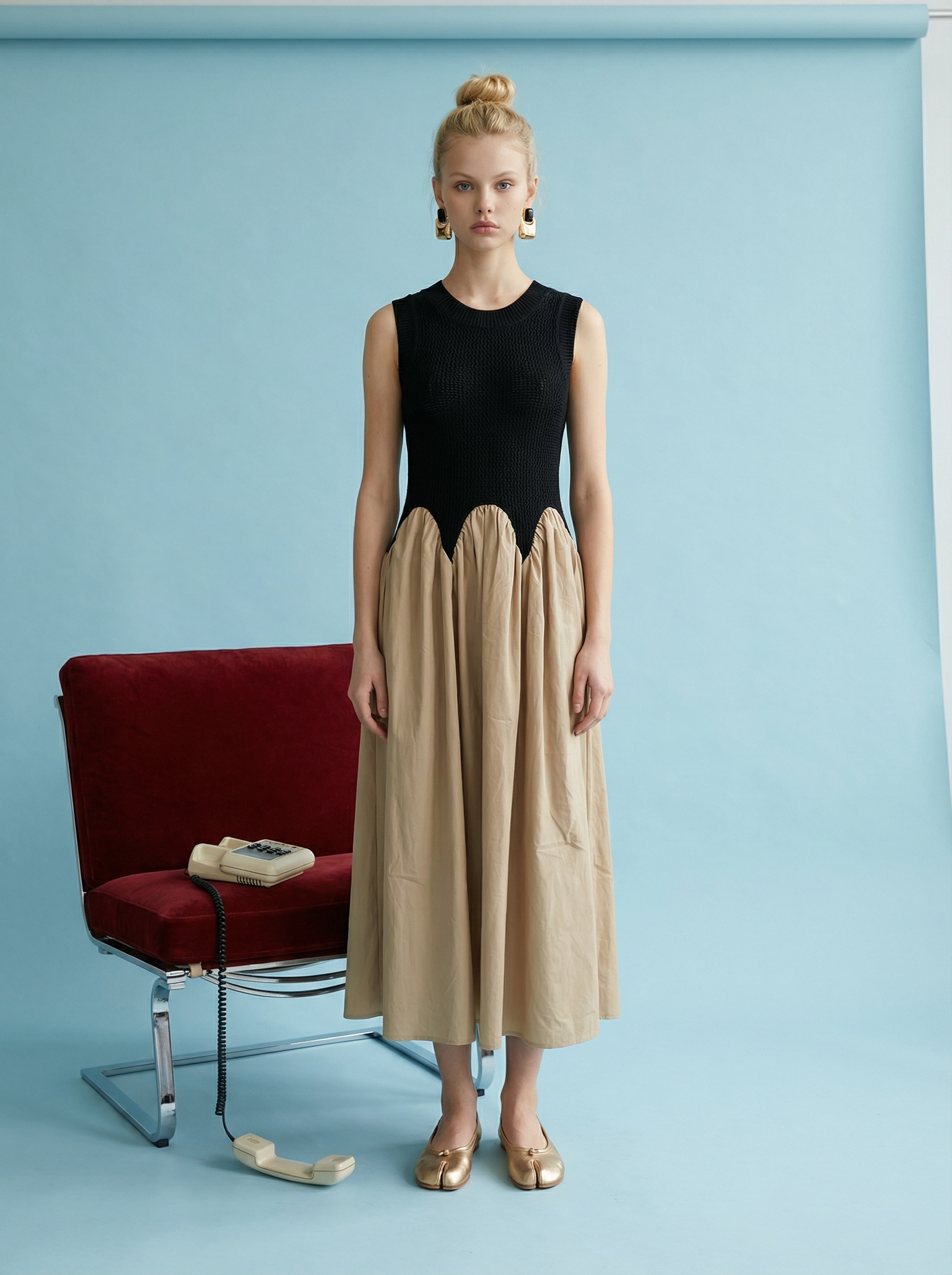 Heyson Textured Knit Contrast Midi Dress JOD1232