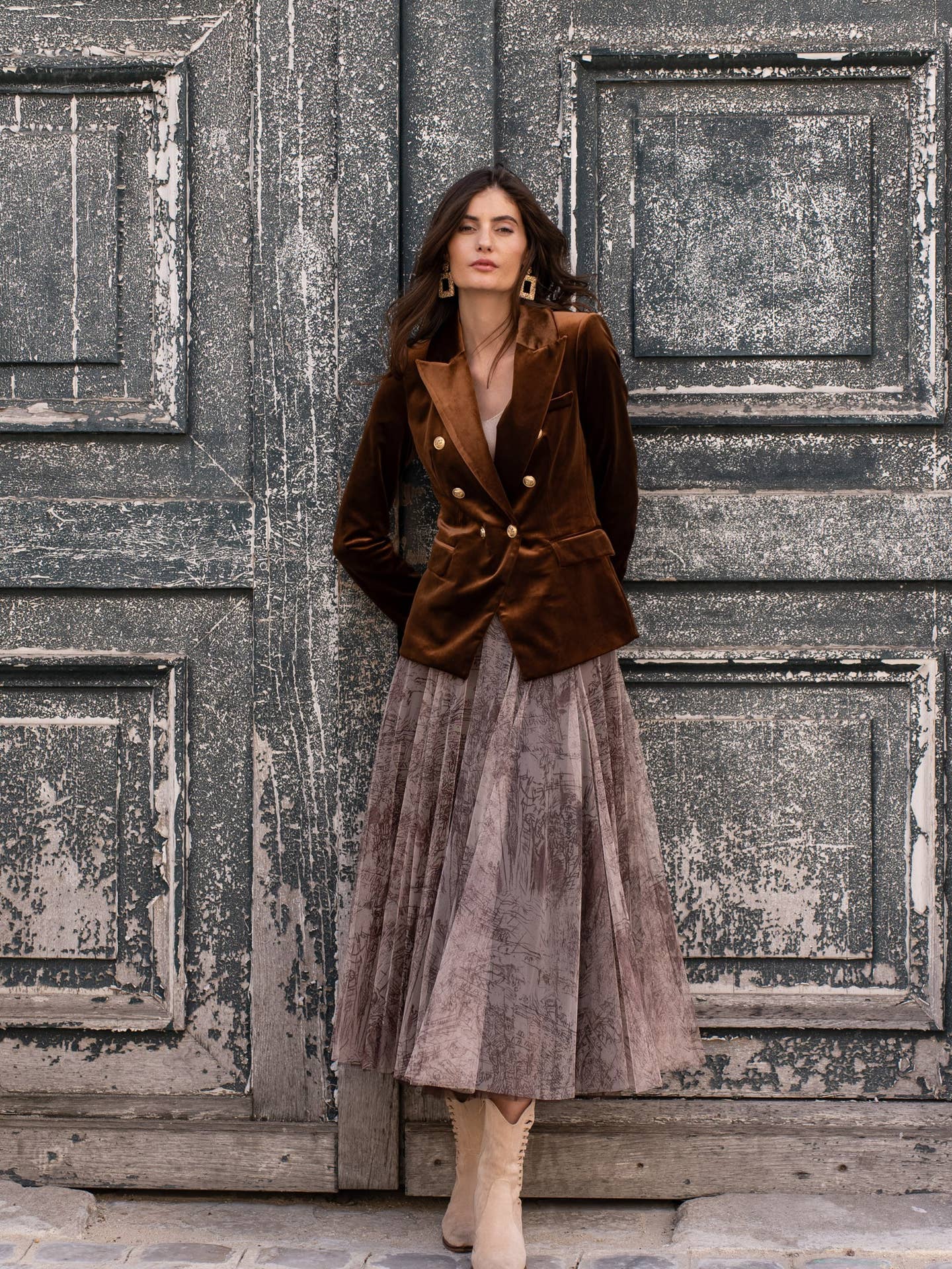 Carmine Paris Velvet Jacket with Gold Buttons V1721N