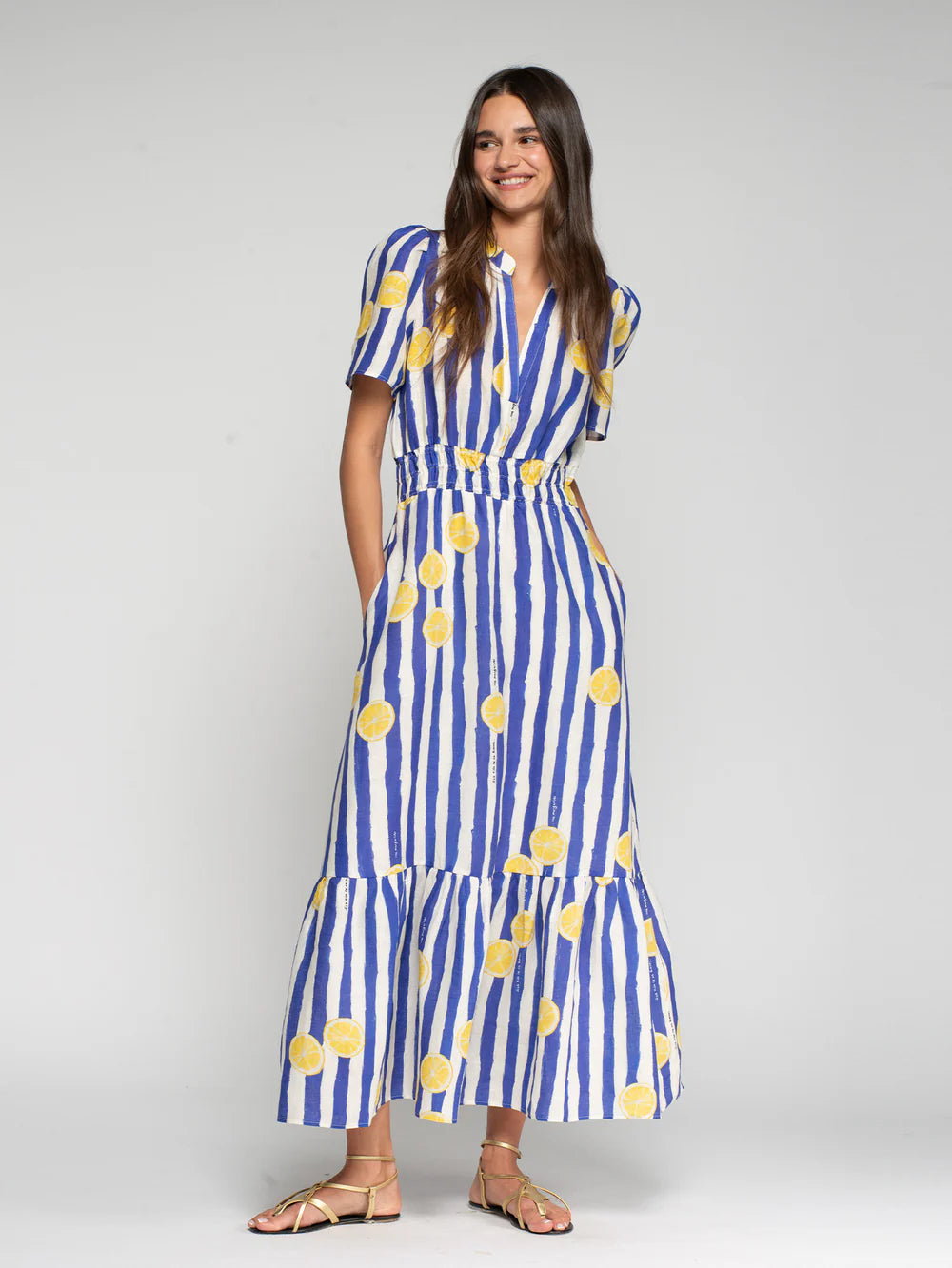 Vilagallo Striped Lemon Dress 33457