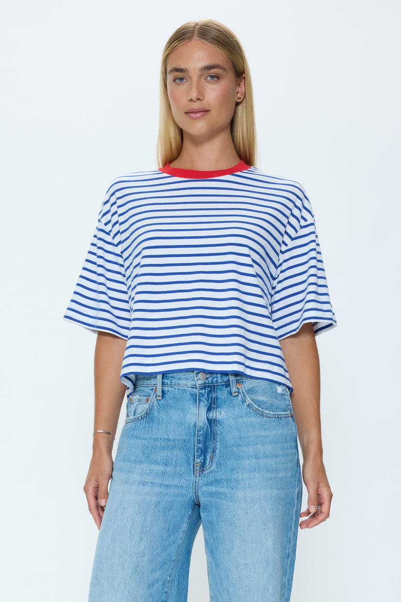 Pistola Mae Cropped Tee in Maritime Red