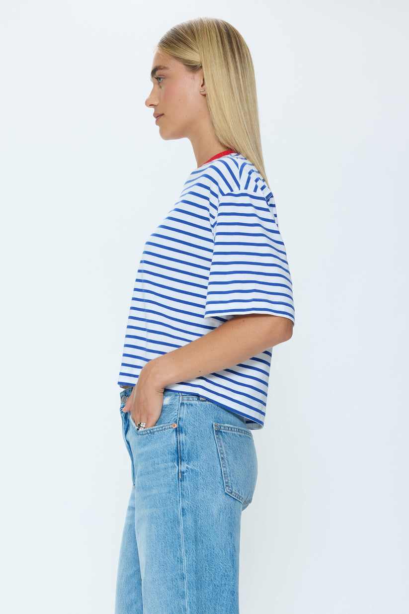 Pistola Mae Cropped Tee in Maritime Red