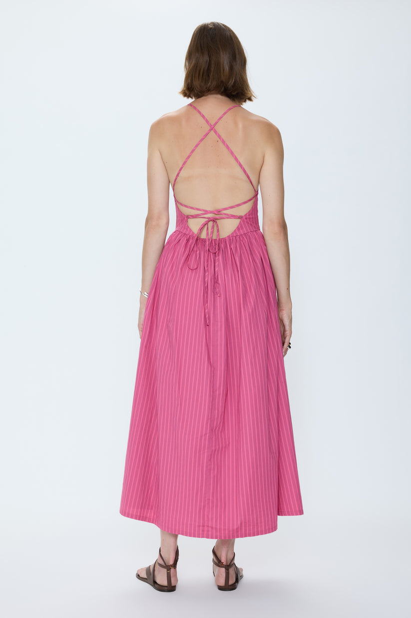 Pistola Sadee Open Back Dress - Magenta Stripe