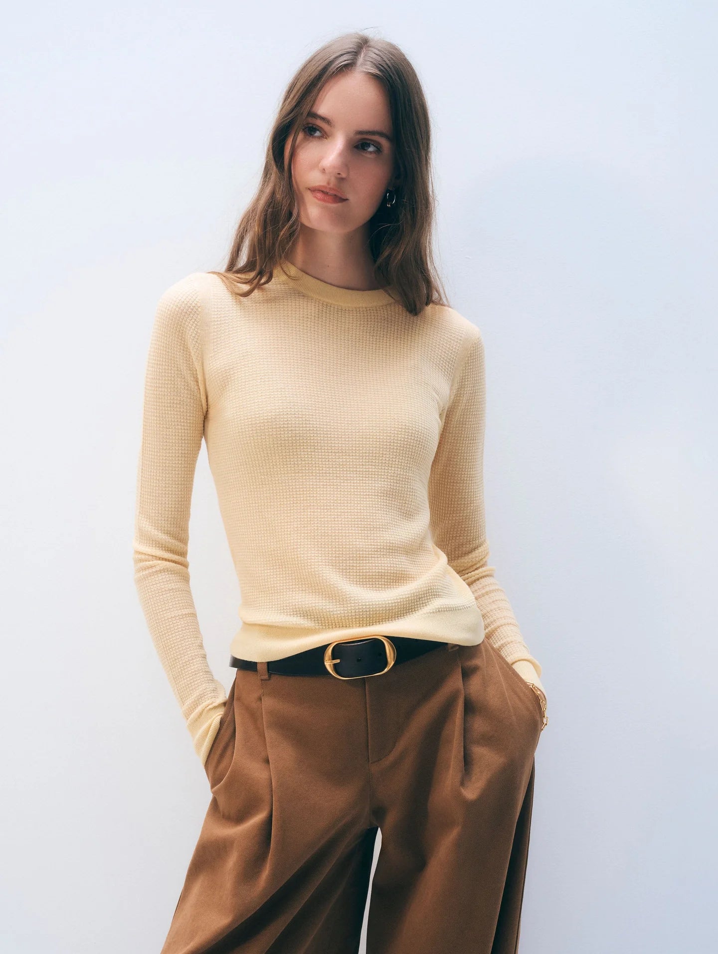 White + Warren Superfine Cashmere Blend Waffle Crewneck 21109